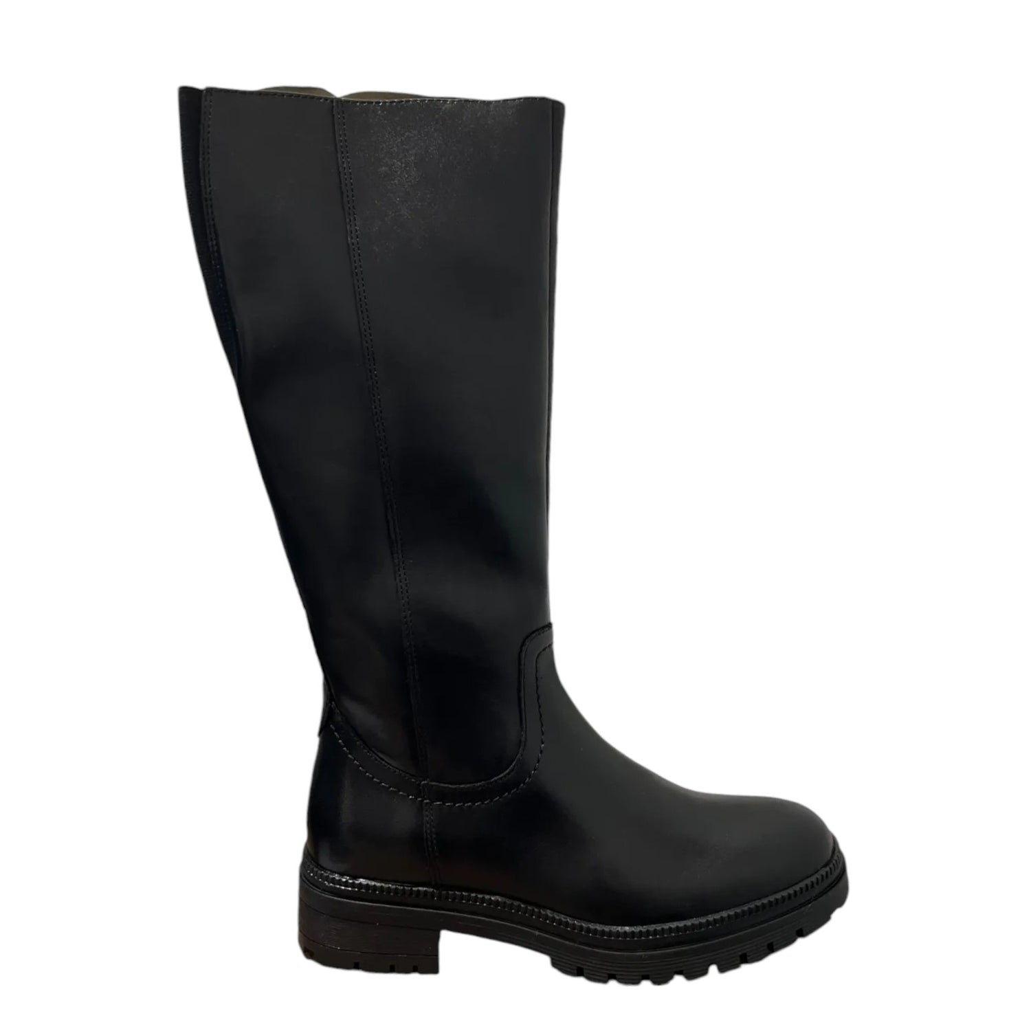 Vueva Stivale al Polpaccio Donna in Pelle Nera con Zip