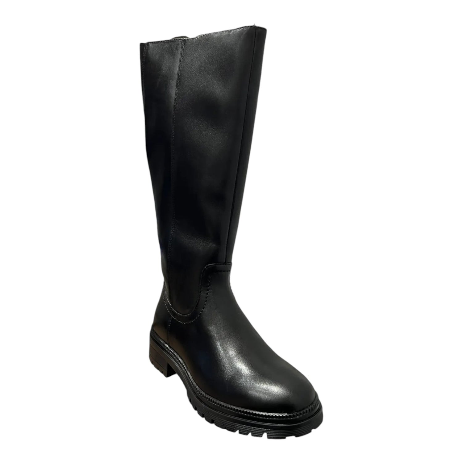 Vueva Stivale al Polpaccio Donna in Pelle Nera con Zip