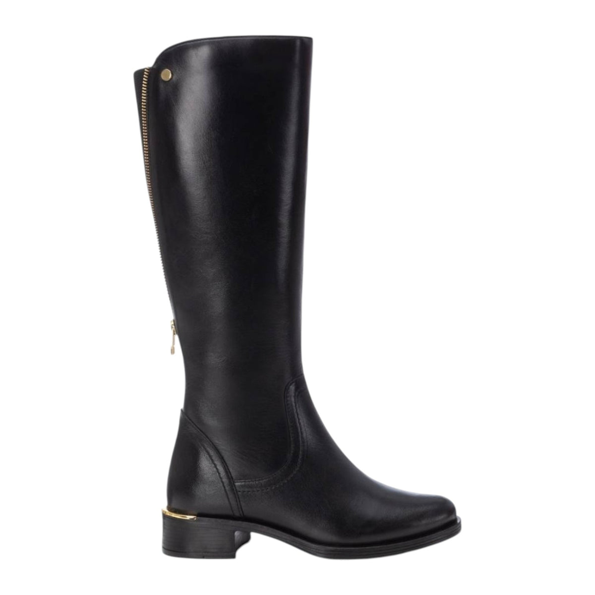 Carmela Stivale Donna in Pelle Nera con Zip sul Retro