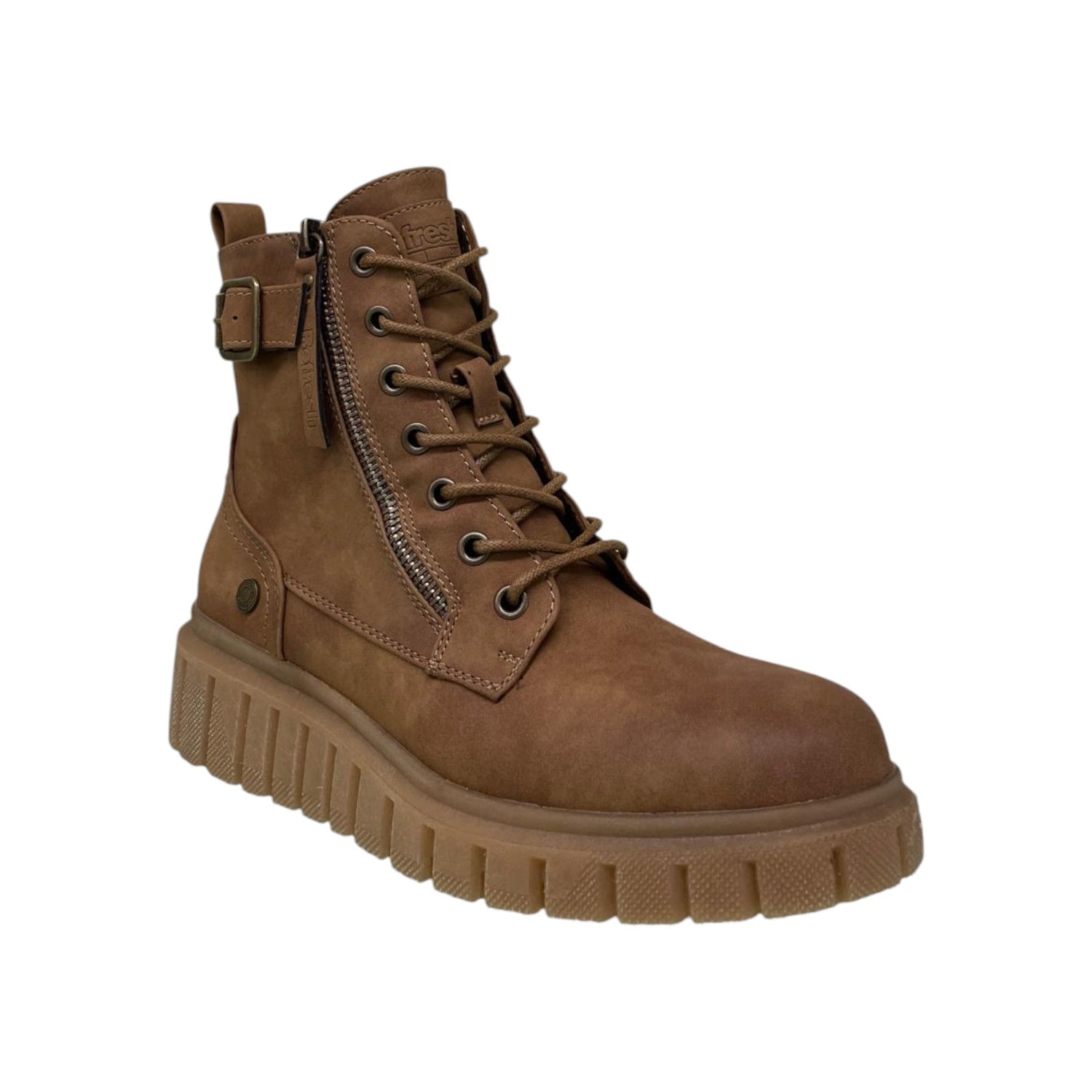 Refresh Sneakers Alta Donna in Camoscio Camel con Fibbia