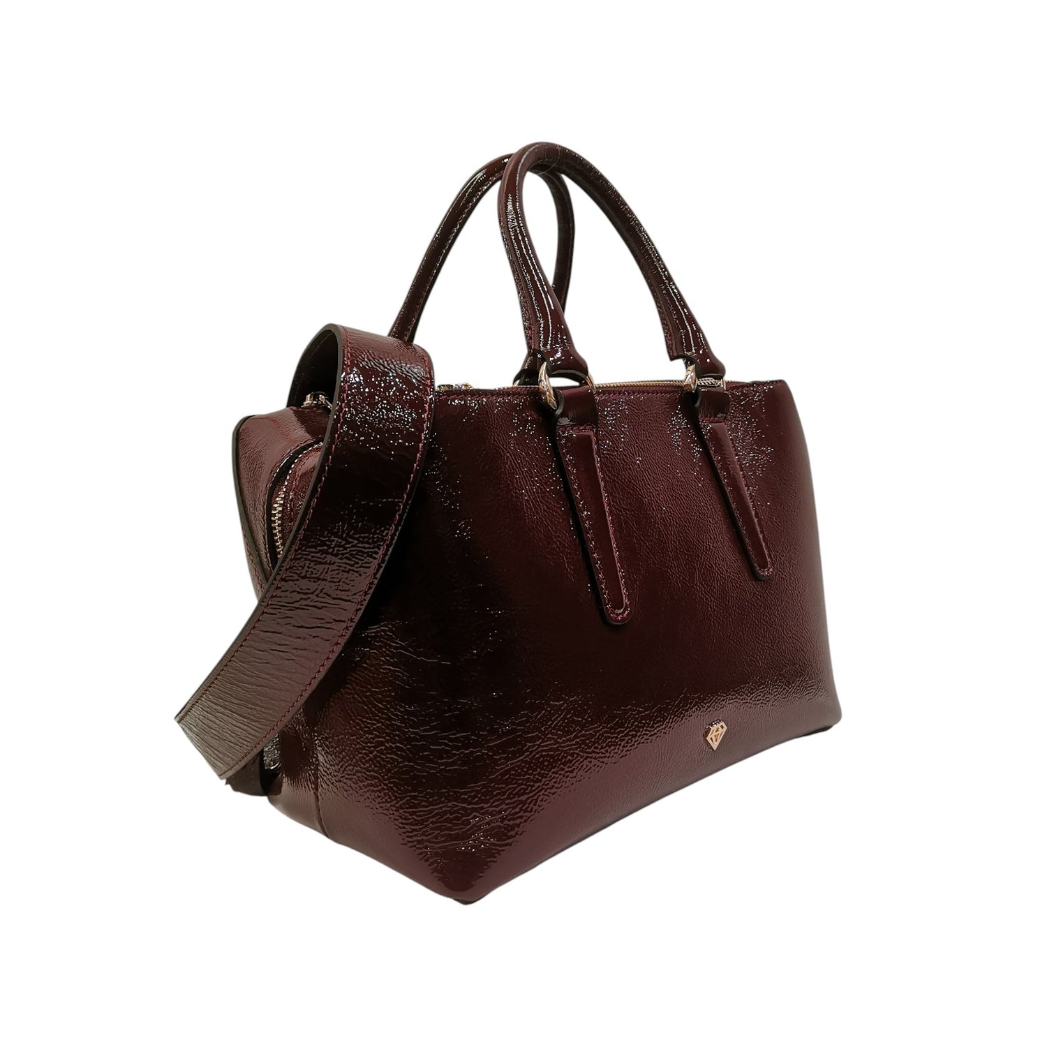 Caleidos Bauletto Donna in Vernice Bordeaux con Tracolla