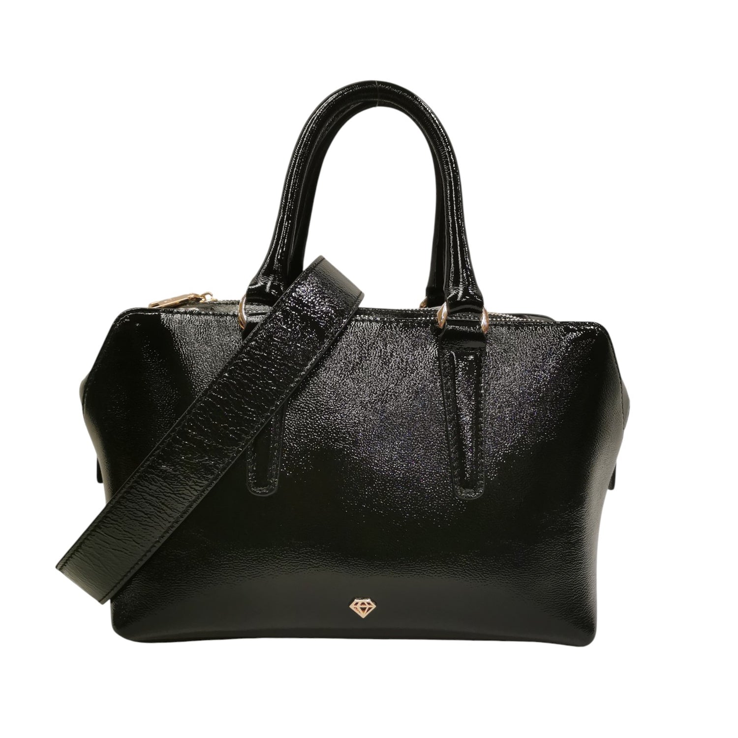 Caleidos Bauletto Donna in Vernice Nera con Tracolla