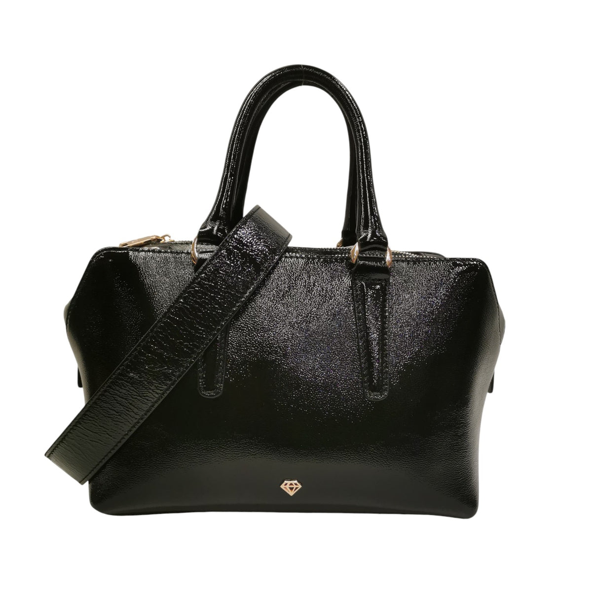 Caleidos Bauletto Donna in Vernice Nera con Tracolla
