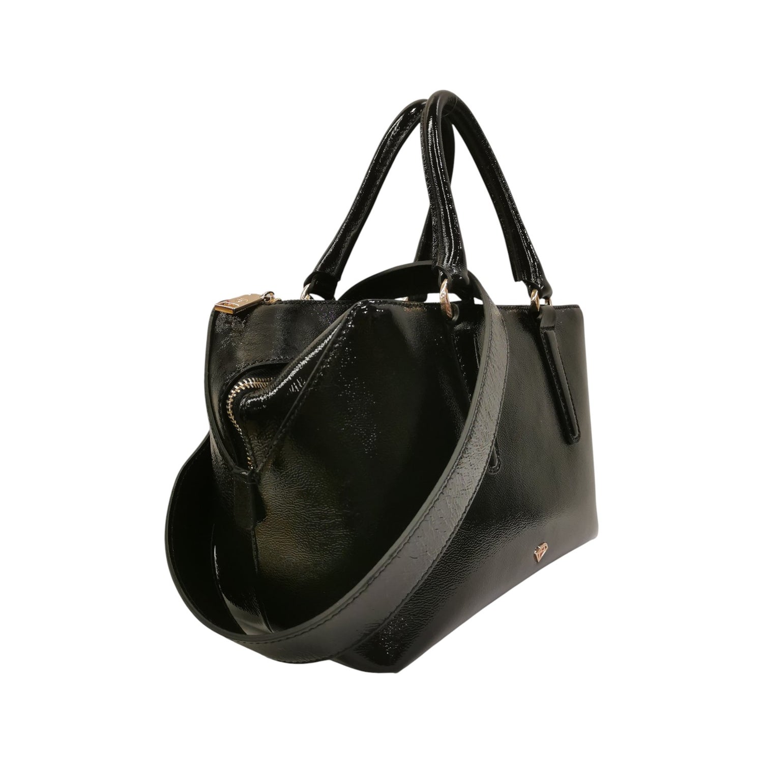 Caleidos Bauletto Donna in Vernice Nera con Tracolla