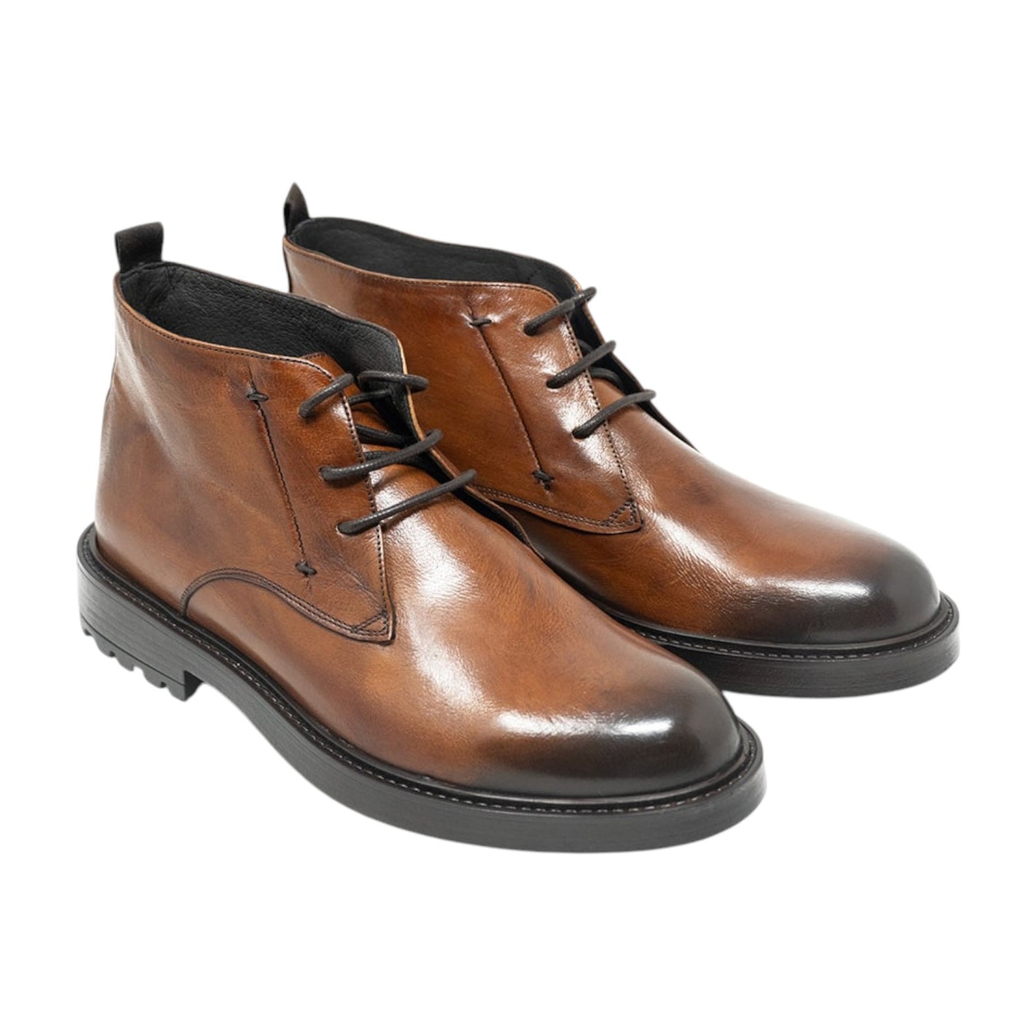 Exton Polacchino Stringato Uomo in Pelle Brandy