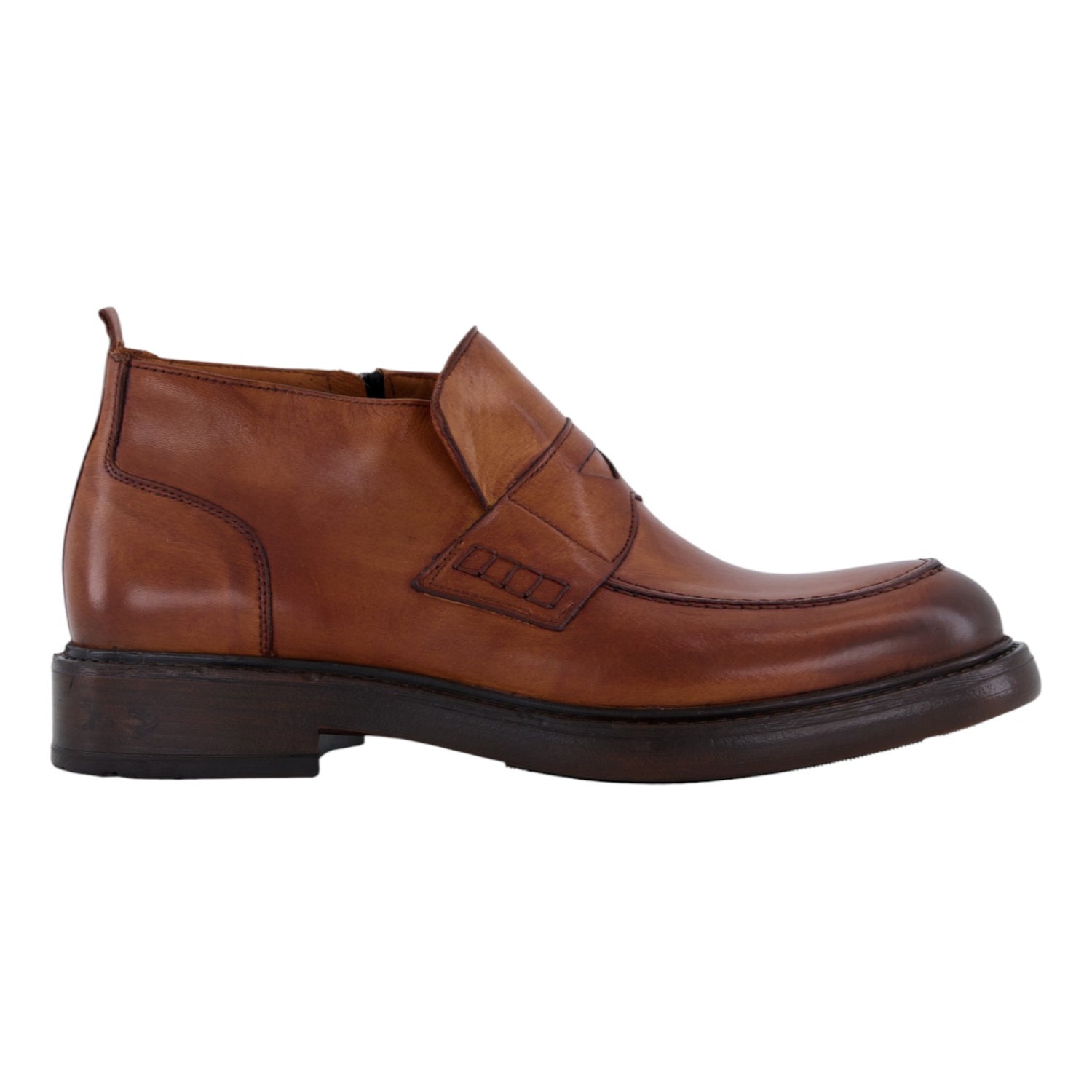 Exton Stivaletto Uomo in Pelle Brandy con Zip