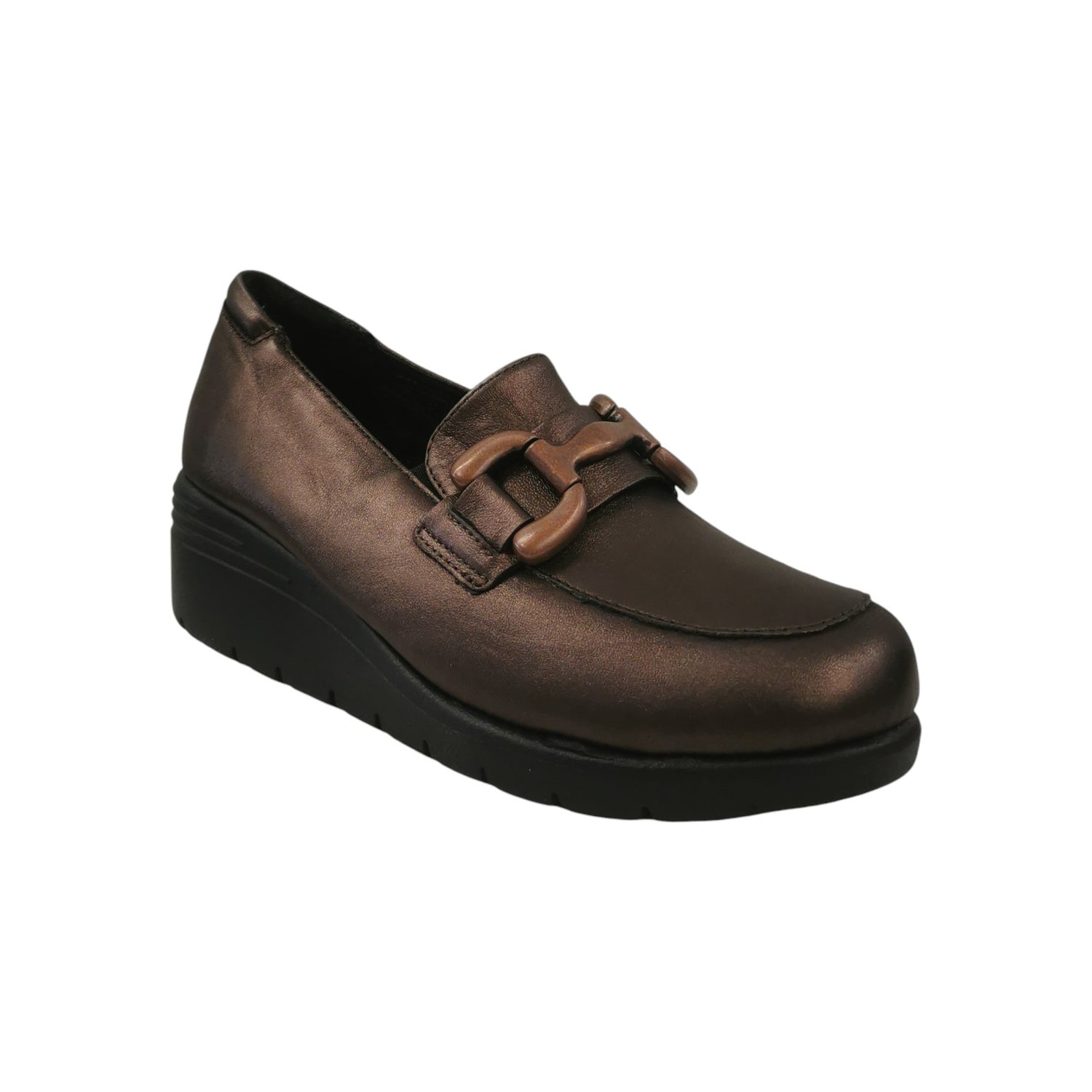 Susimoda Mocassino Donna in Pelle Bronzo con Morsetto e Zeppa