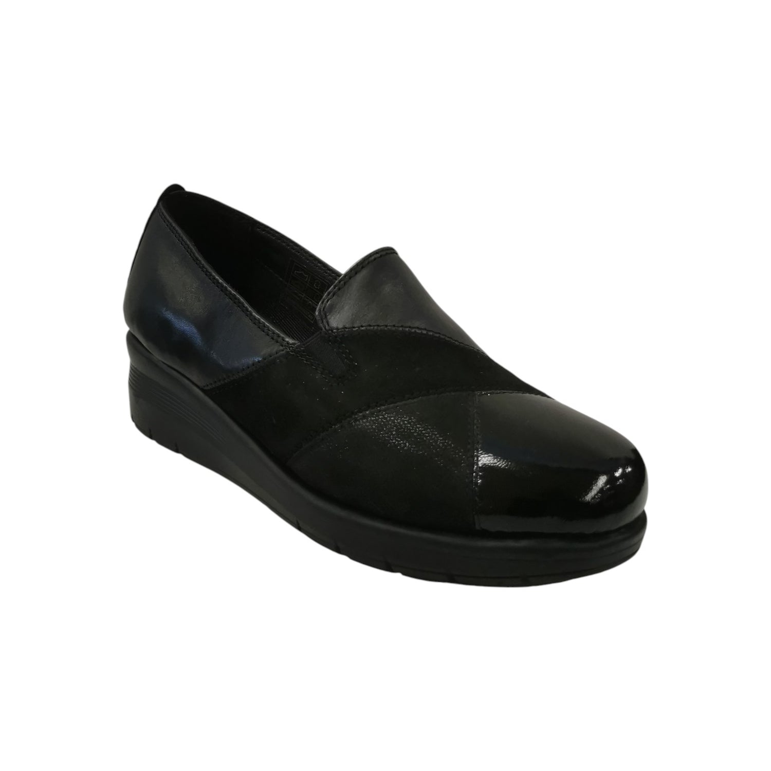 Susimoda Mocassino Donna in Pelle e Camoscio Nero con Zeppa Alta 40mm