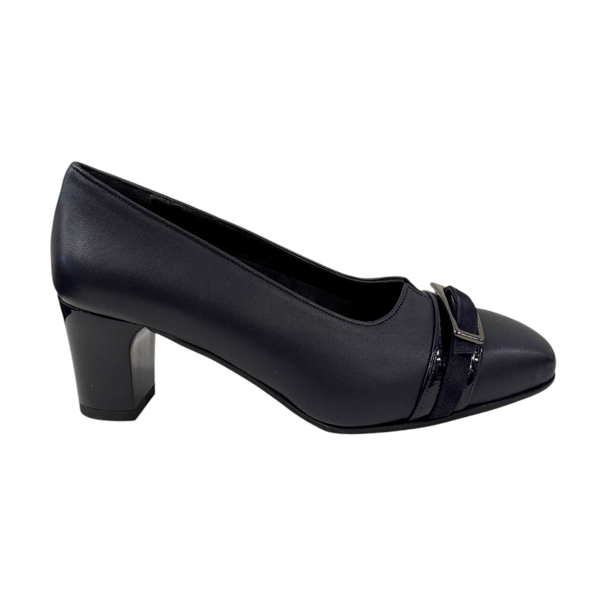 Susimoda Dècollettè Donna in Pelle Blu con Cinturino e Tacco Largo Alto 60mm