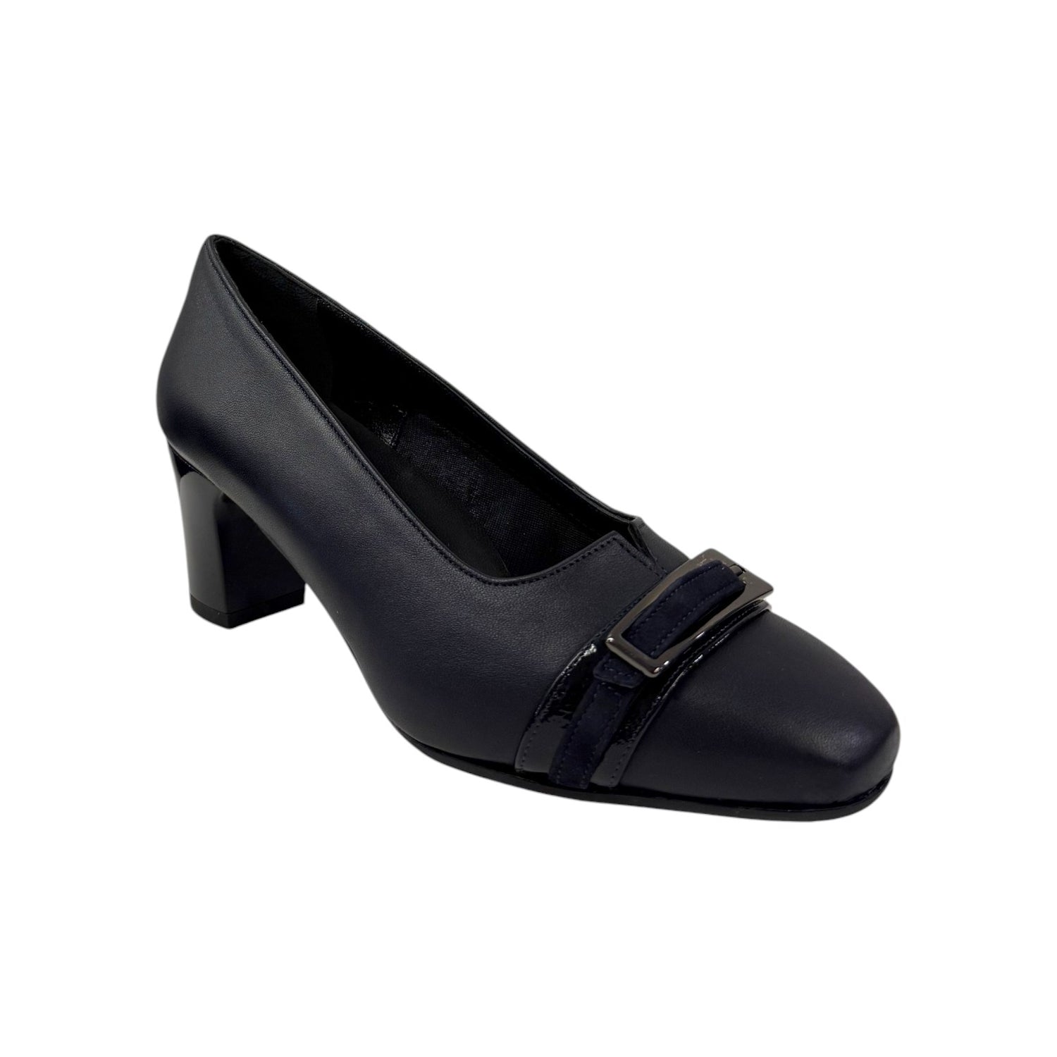 Susimoda Dècollettè Donna in Pelle Blu con Cinturino e Tacco Largo Alto 60mm