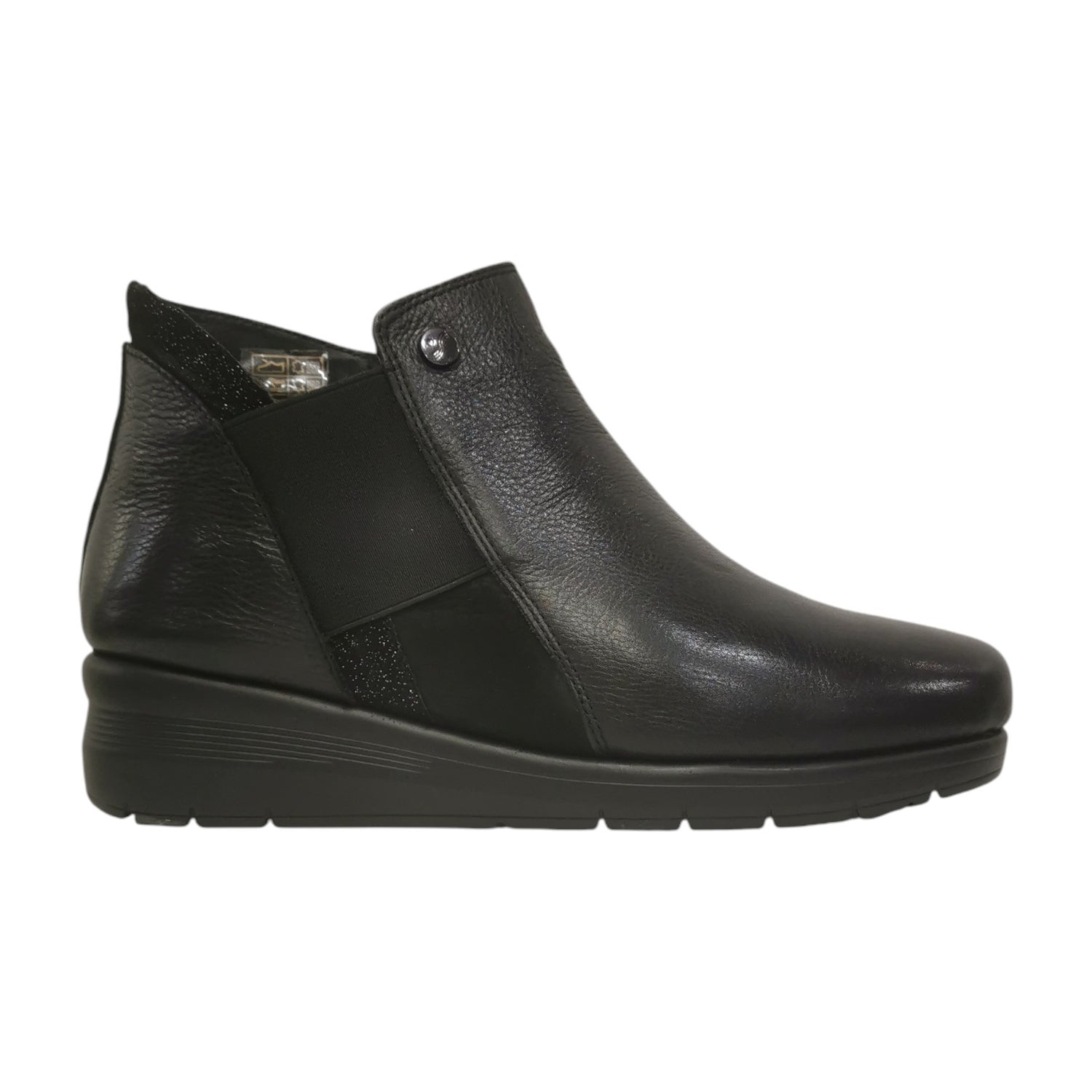 Susimoda Stivaletto Donna in Pelle Nera con Zeppa ed Elastico