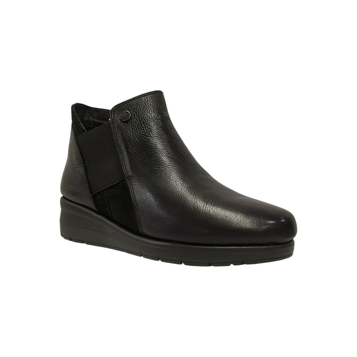 Susimoda Stivaletto Donna in Pelle Nera con Zeppa ed Elastico