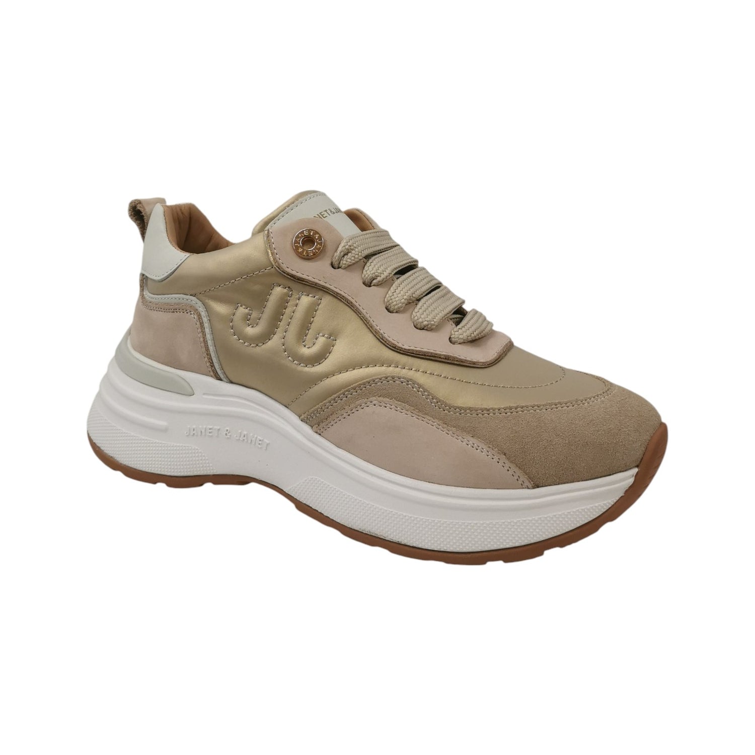 Janet&Janet Sneakers Donna in Pelle e Camoscio Beige