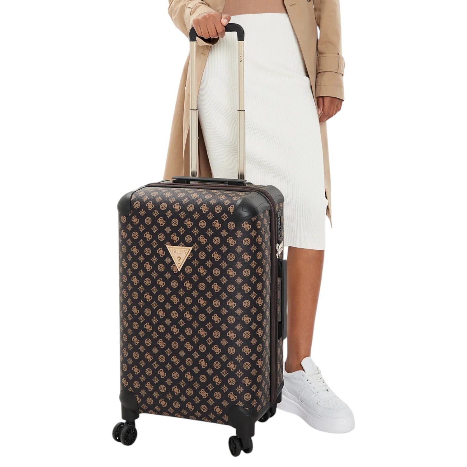 Guess Trolley Medio Donna in Abs Marrone con Stampa 4G Logo