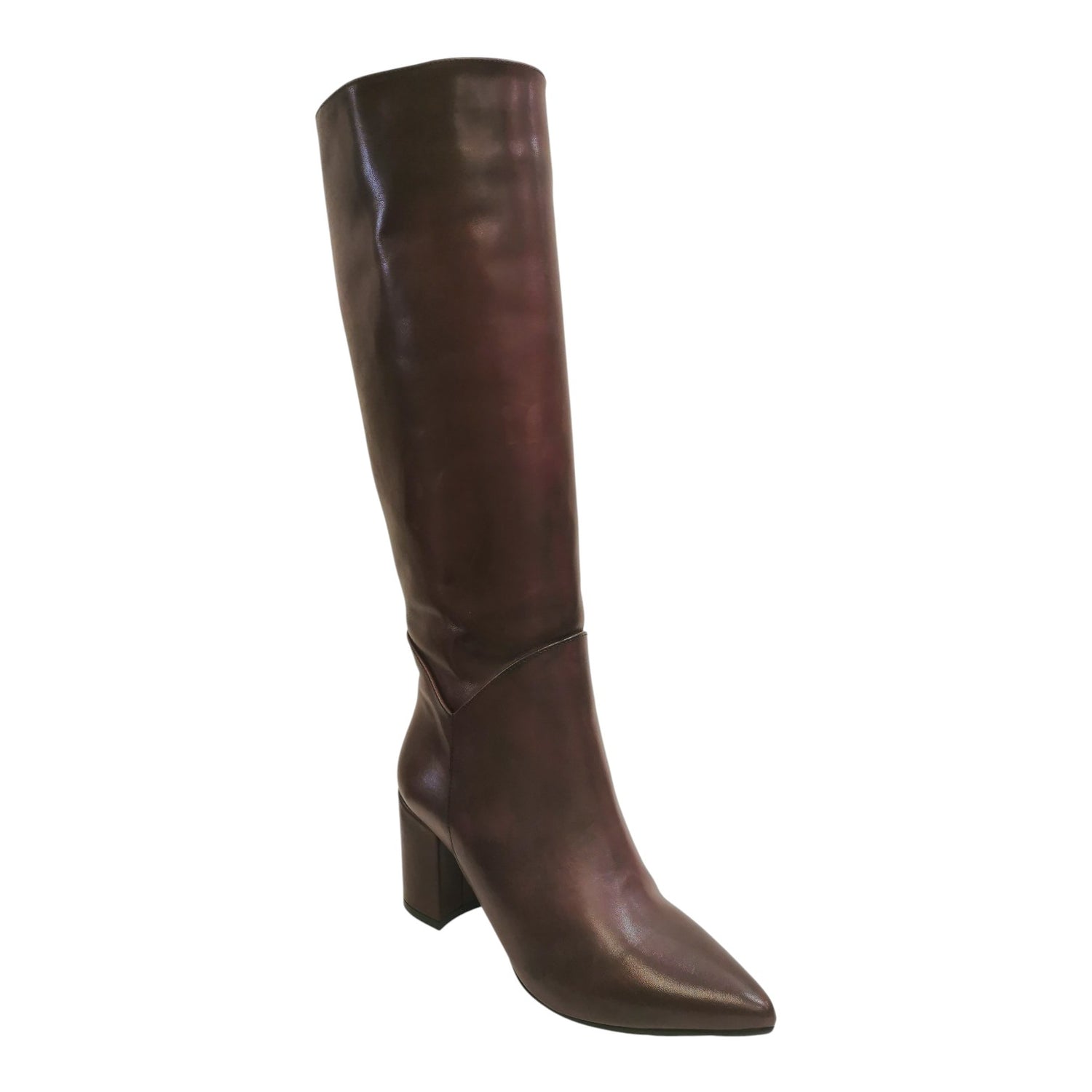 Agua Stivale Donna in Pelle Bordeaux con Tacco Largo Alto 70mm