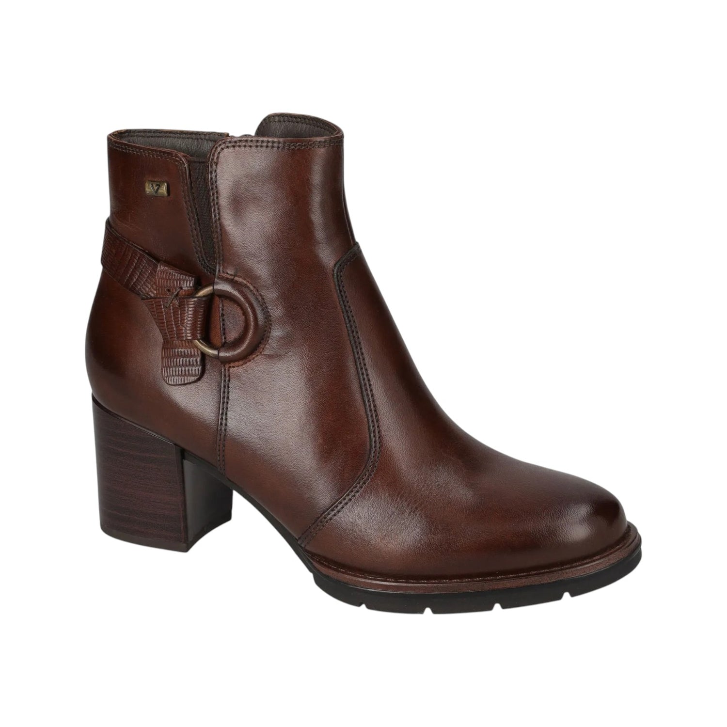 Valleverde Stivaletto Donna in Pelle Marrone con Accessorio e Tacco Largo Alto 60mm