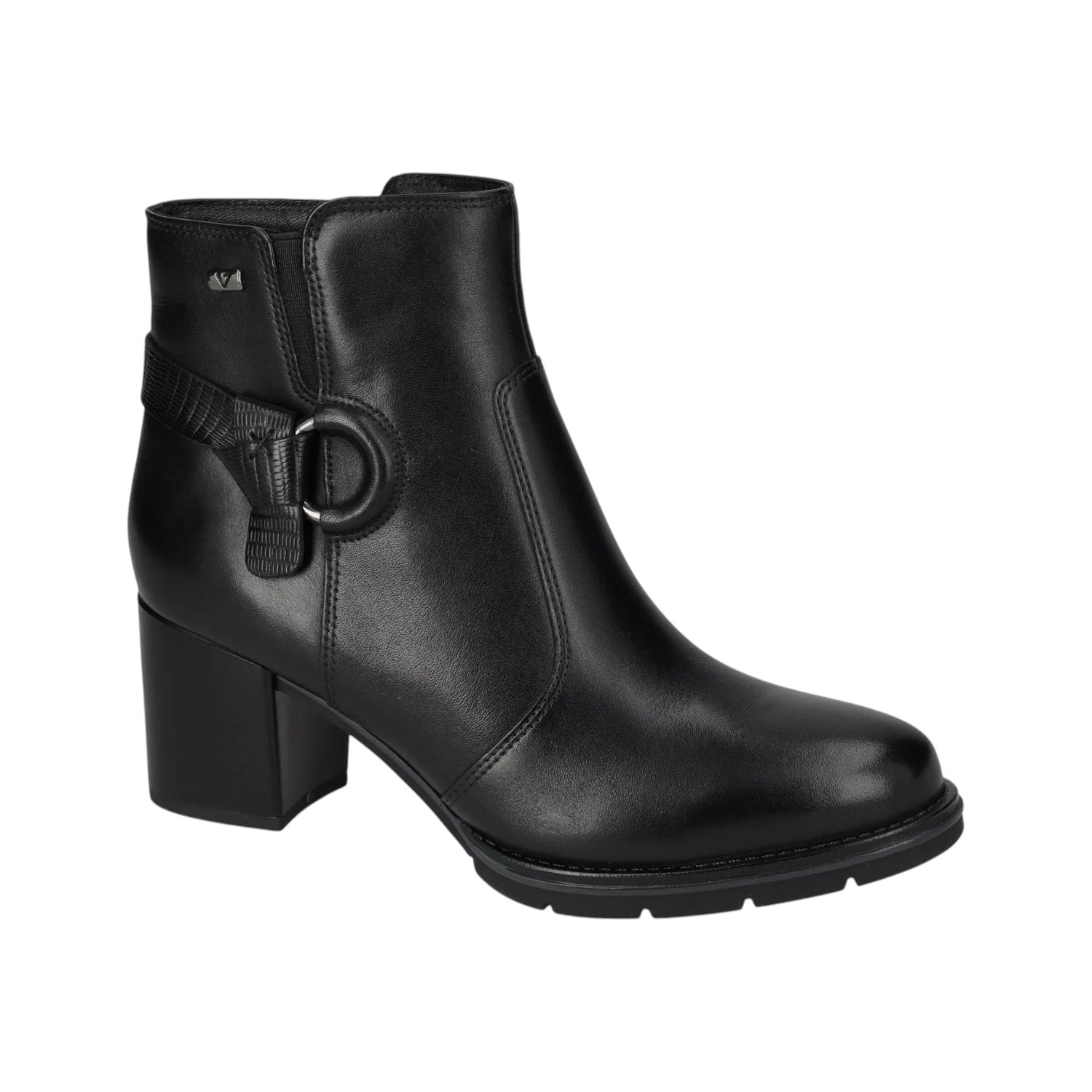 Valleverde Stivaletto Donna in Pelle Nera con Accessorio e Tacco Largo Alto 60mm