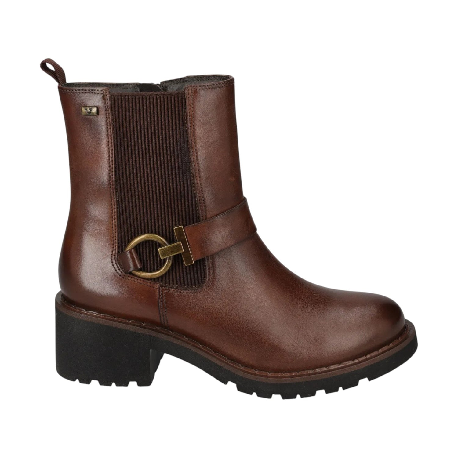 Valleverde Stivaletto Donna in Pelle Marrone con Tacco Largo Alto 50mm