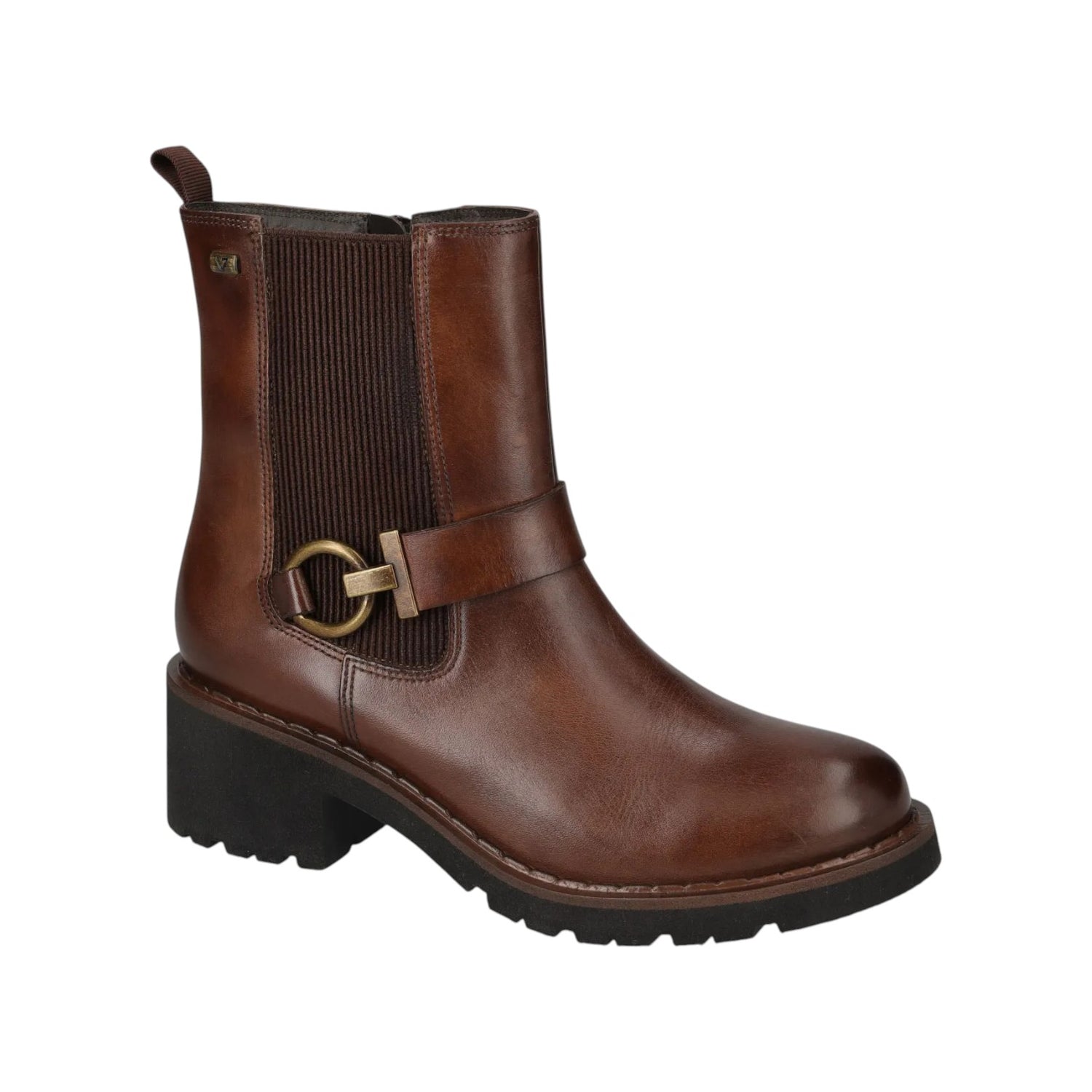 Valleverde Stivaletto Donna in Pelle Marrone con Tacco Largo Alto 50mm