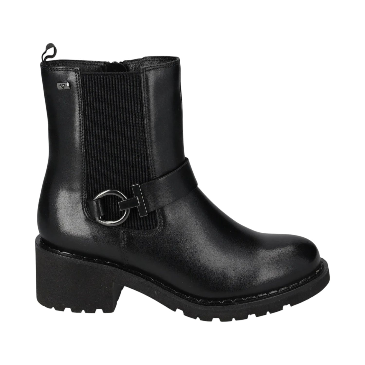 Valleverde Stivaletto Donna in Pelle Nera con Tacco Largo Alto 50mm