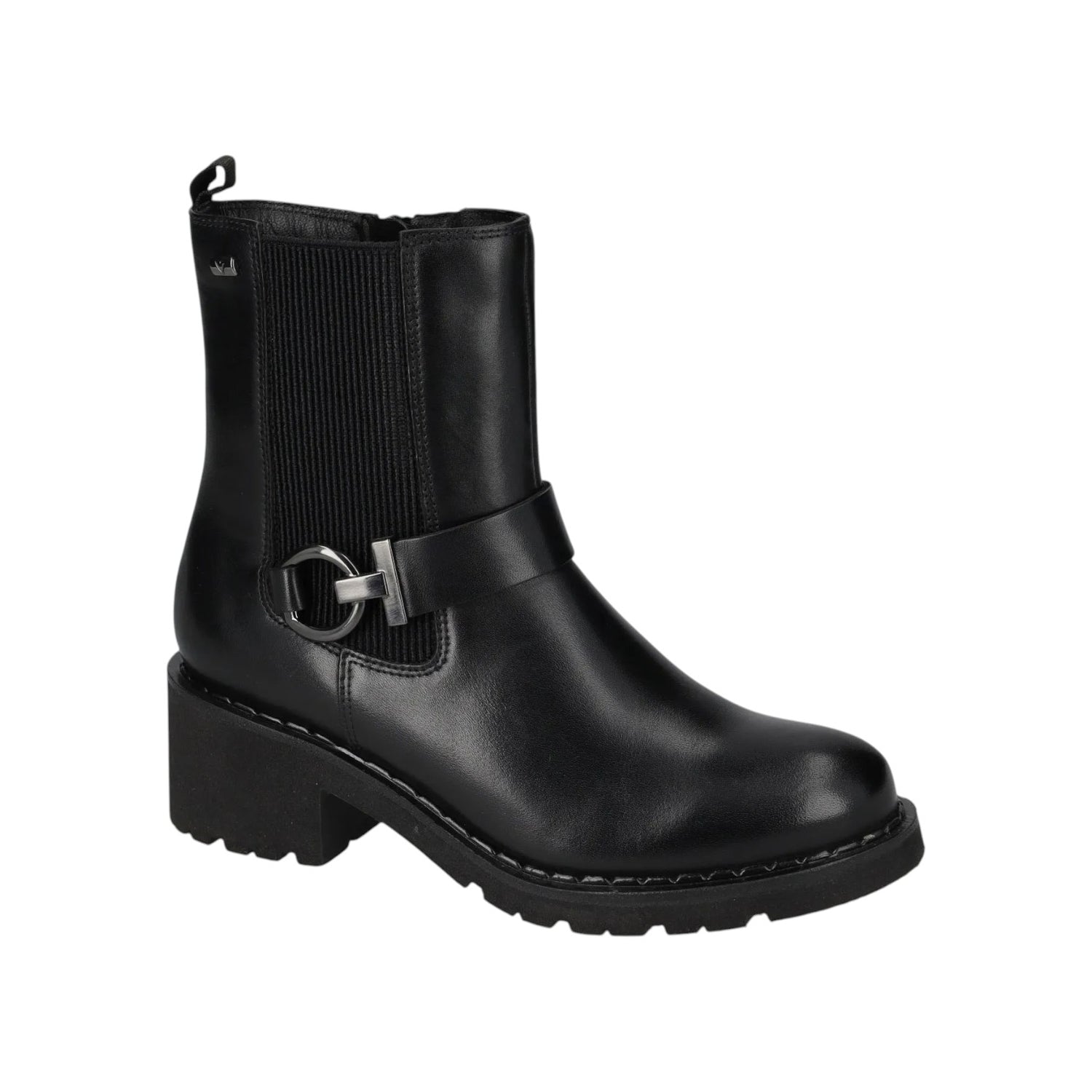 Valleverde Stivaletto Donna in Pelle Nera con Tacco Largo Alto 50mm