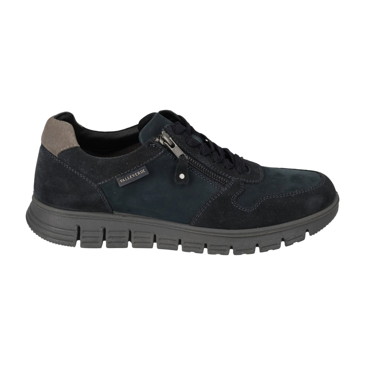 Valleverde Sneakers Uomo in Nabuck Blu con Lacci e Zip
