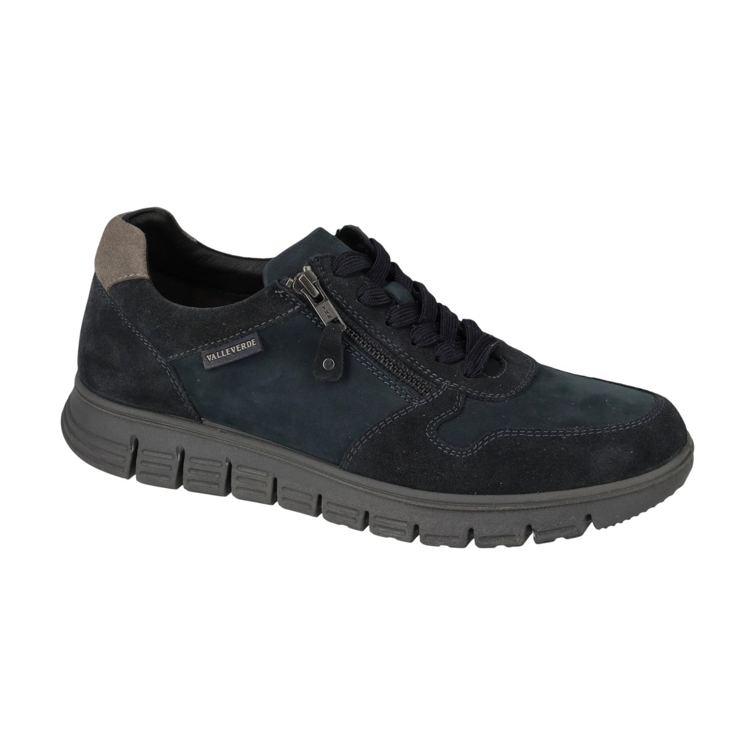Valleverde Sneakers Uomo in Nabuck Blu con Lacci e Zip