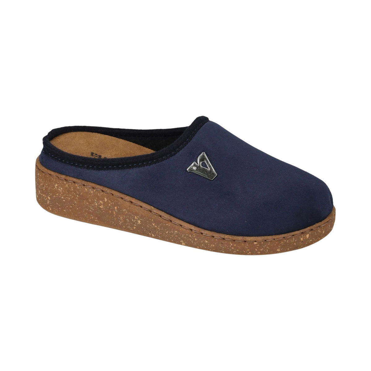 Valleverde Pantofola Donna in Velluto Blu con Zeppa Alta 40mm