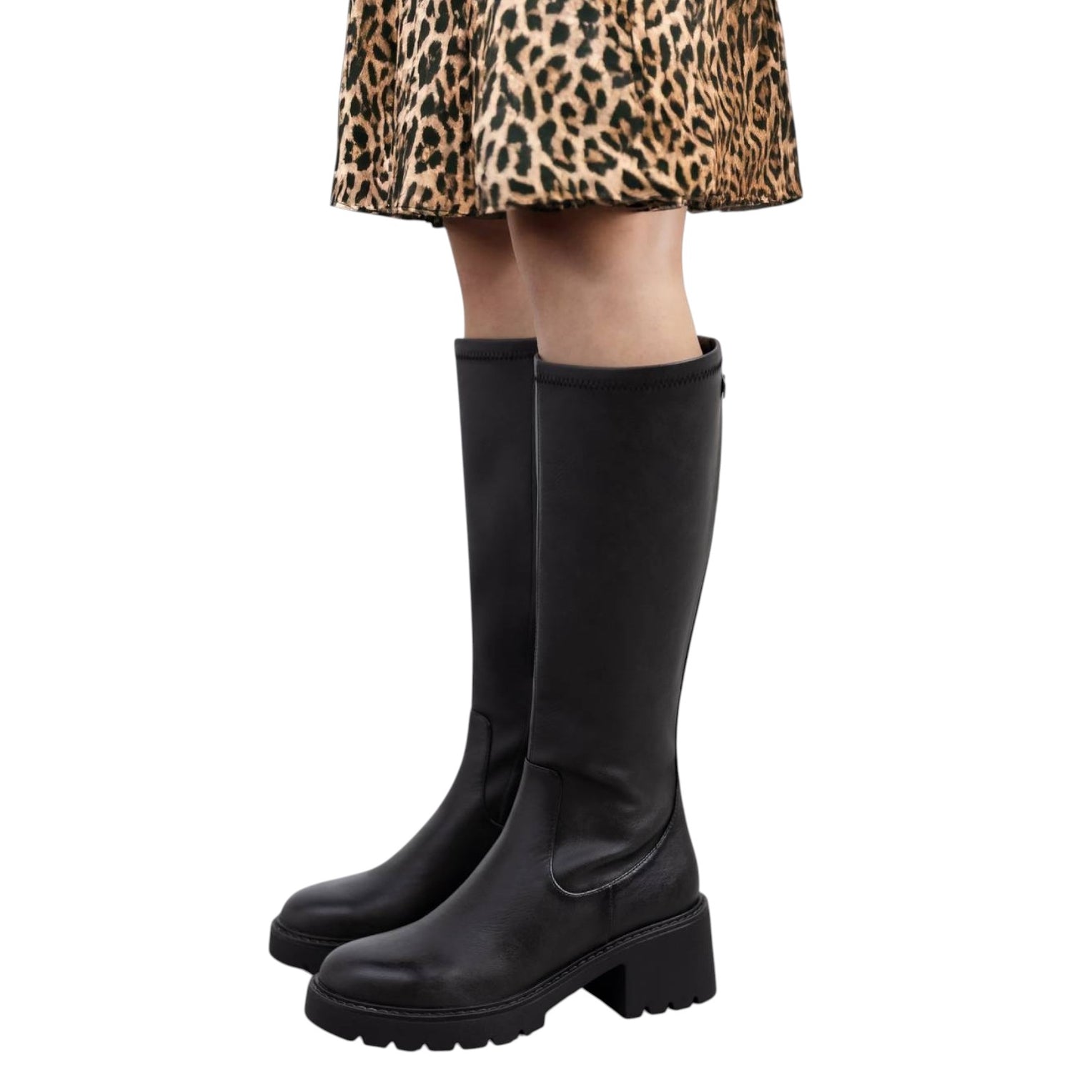 Refresh Stivale Donna in Ecopelle Nera con Tacco Largo Alto 60mm