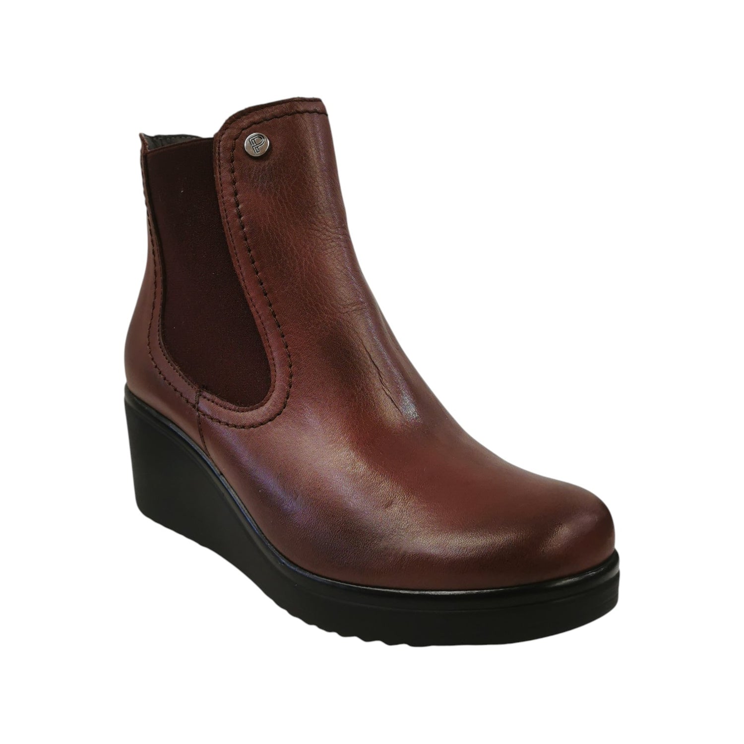 Pitillos Stivaletto Donna in Pelle Bordeaux con Elastico e Zeppa Alta 60mm