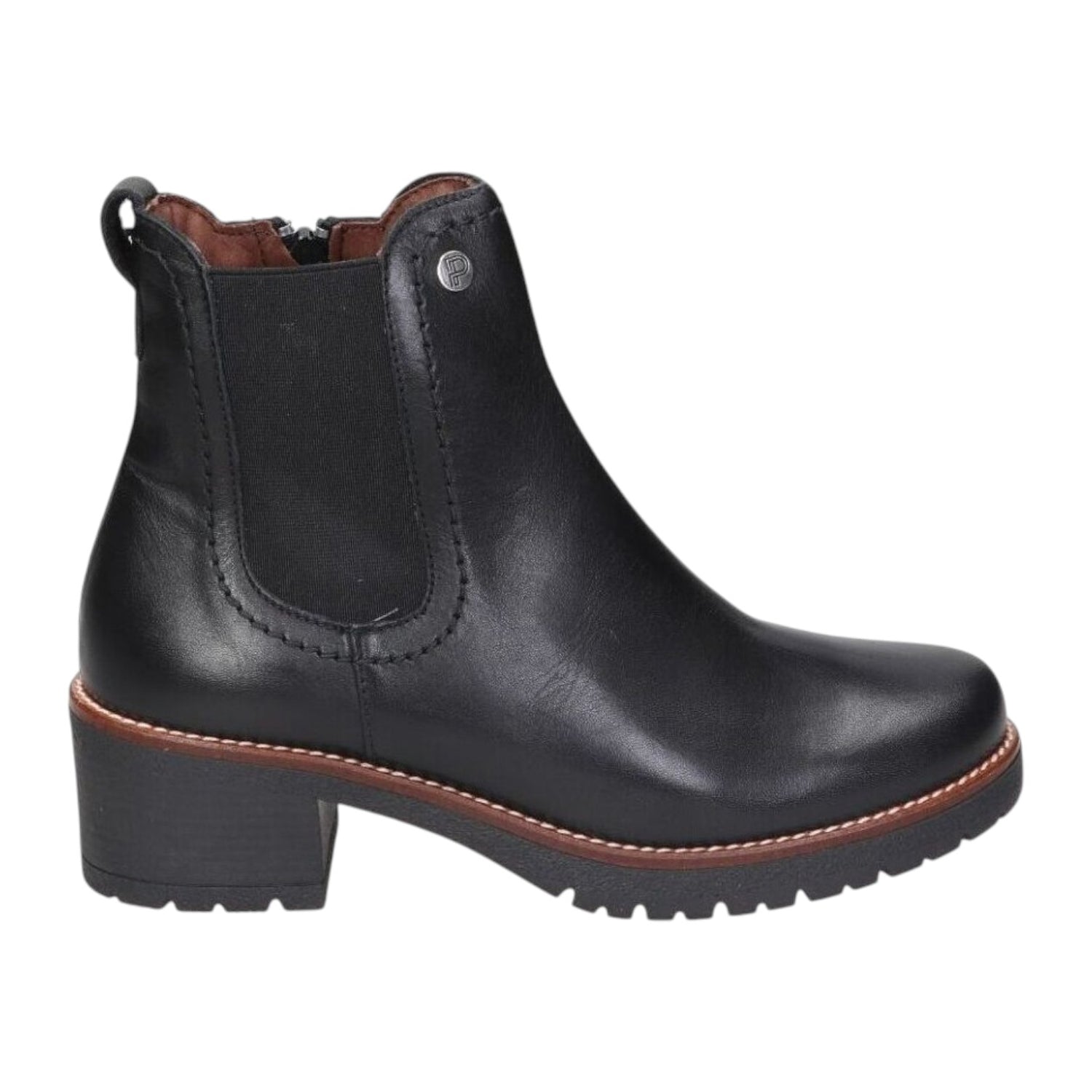 Pitillos Stivaletto Donna in Morbida Pelle Nera con Tacco Largo Alto 50mm