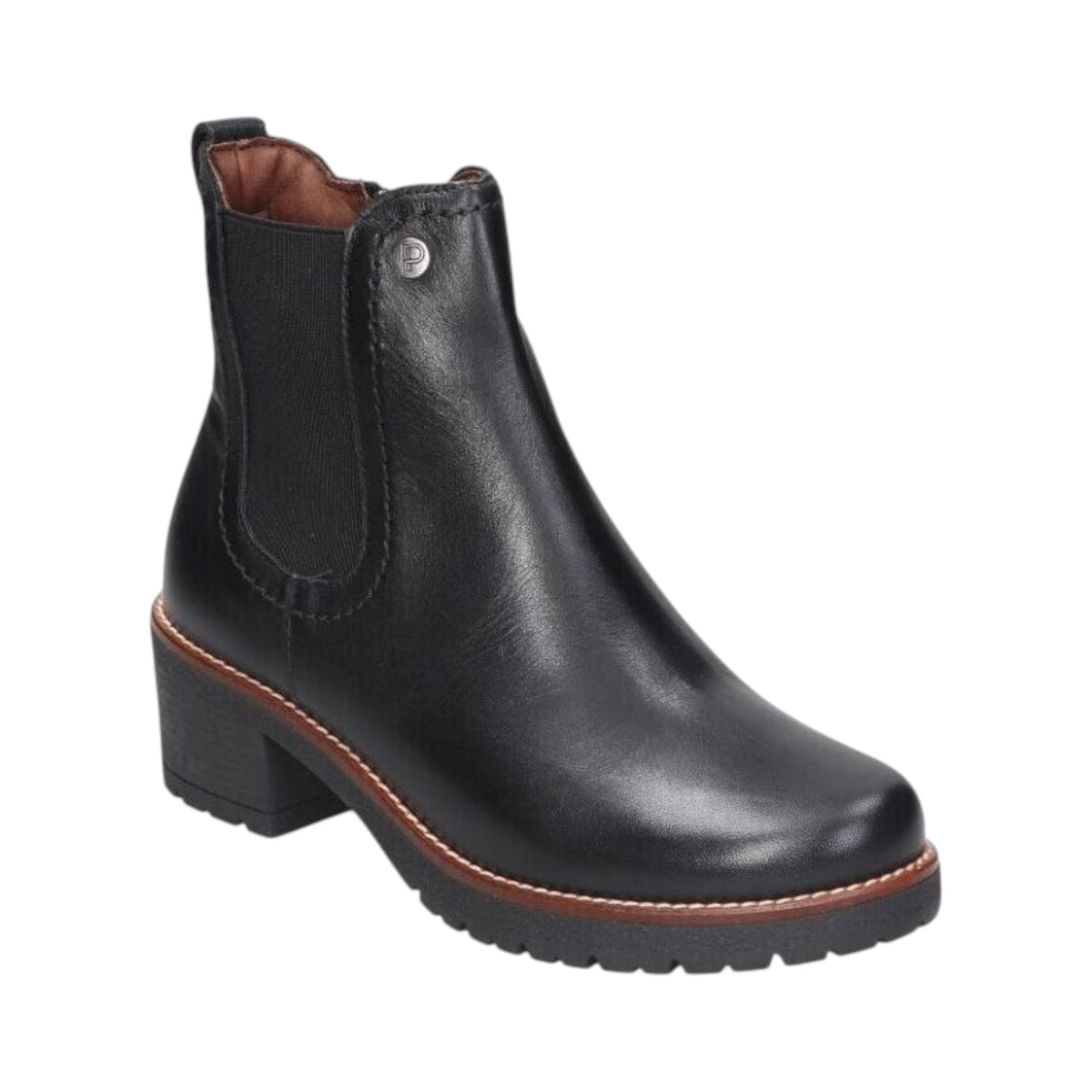Pitillos Stivaletto Donna in Morbida Pelle Nera con Tacco Largo Alto 50mm