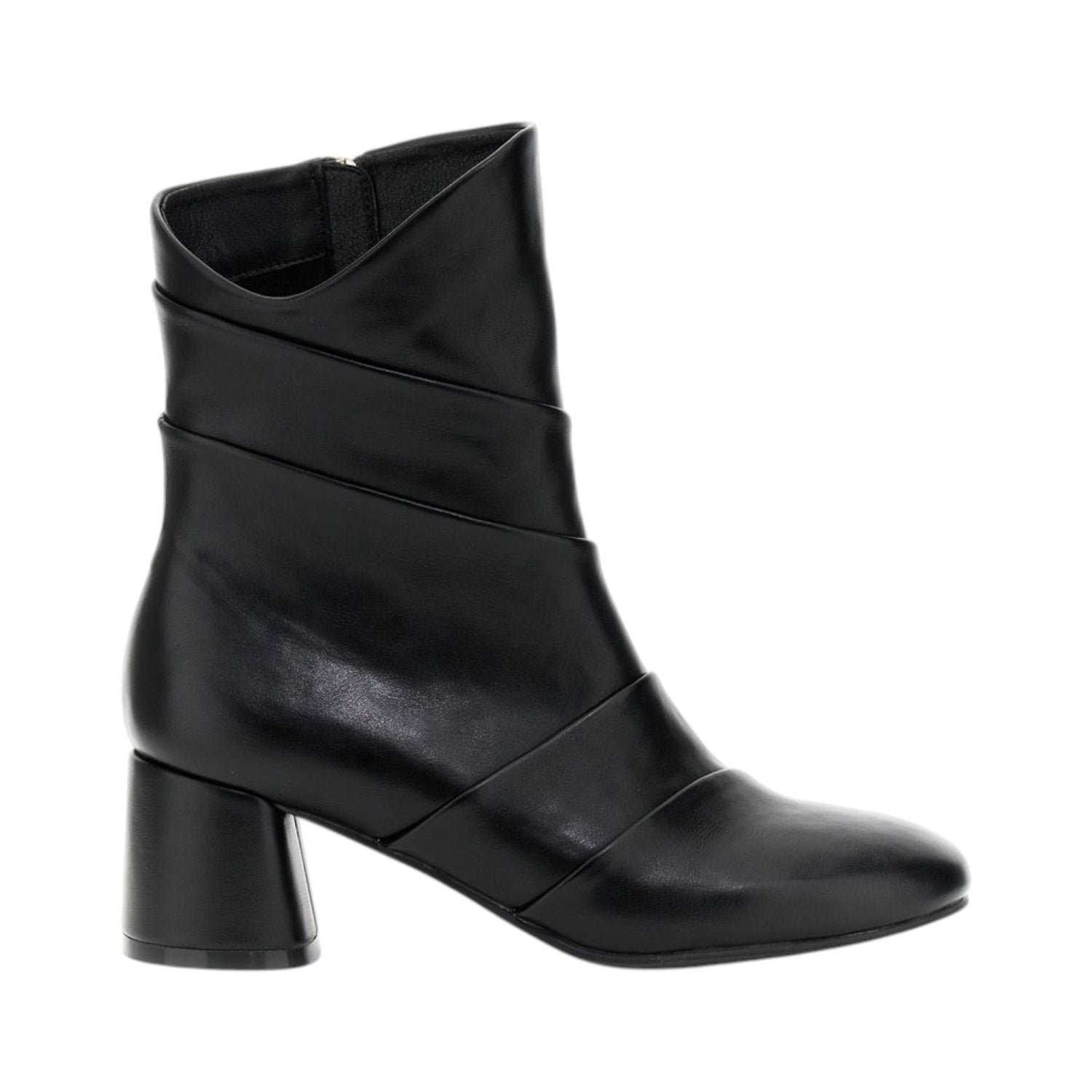 CafèNoir Stivaletto Donna in Ecopelle Nera con Taglio Asimmetrico e Tacco Largo Alto 60mm