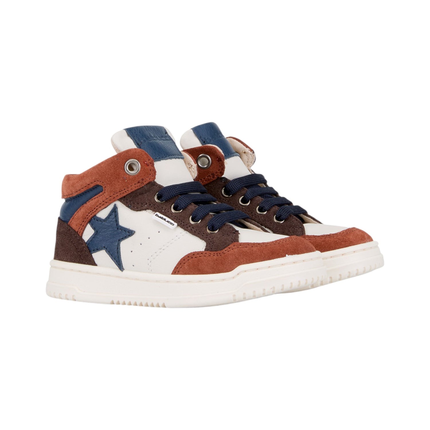Balducci Sneakers Alta Bambino in Pelle e Camoscio Mattone Beige