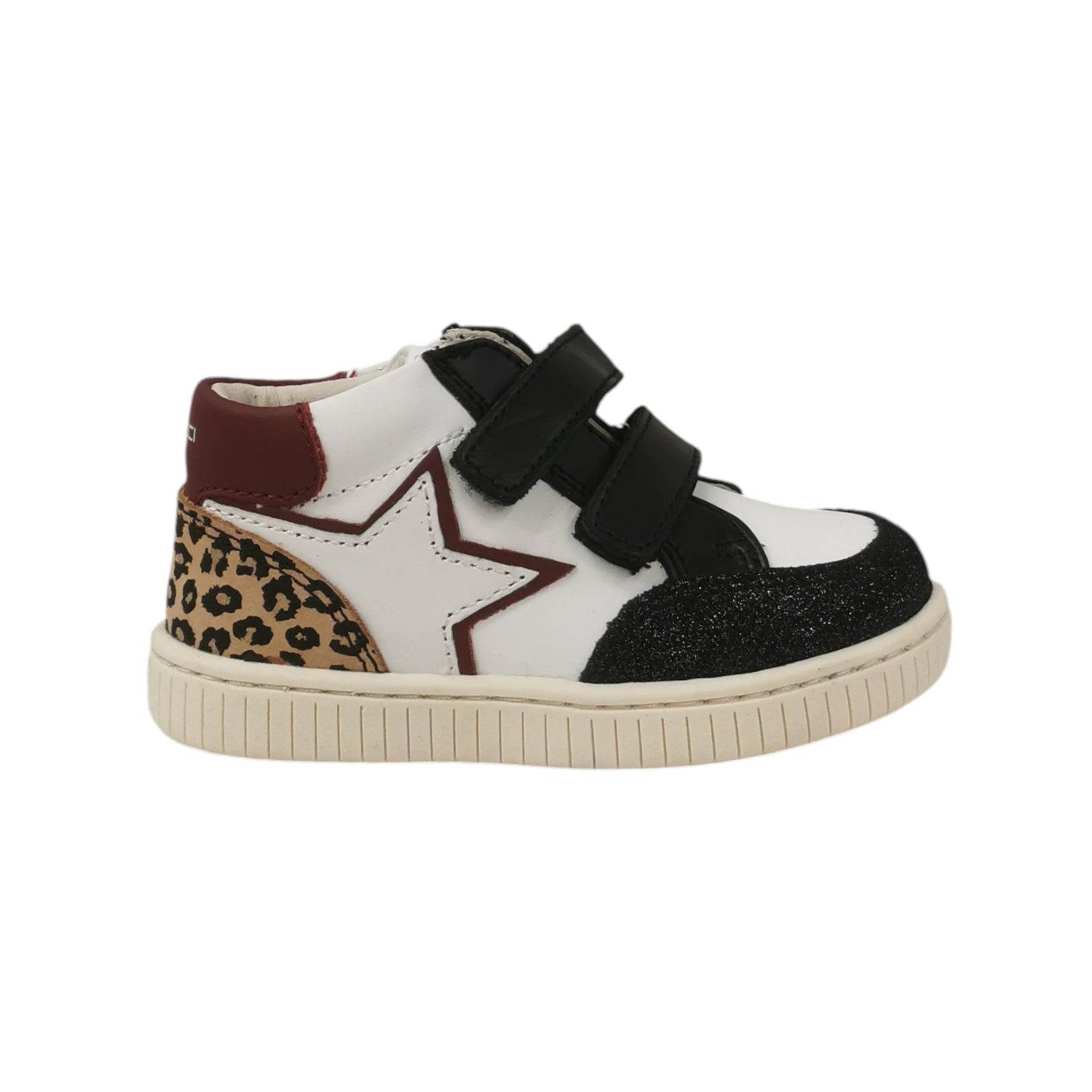 Balducci Sneakers Bambina in Pelle Bianco Nero con Animalier