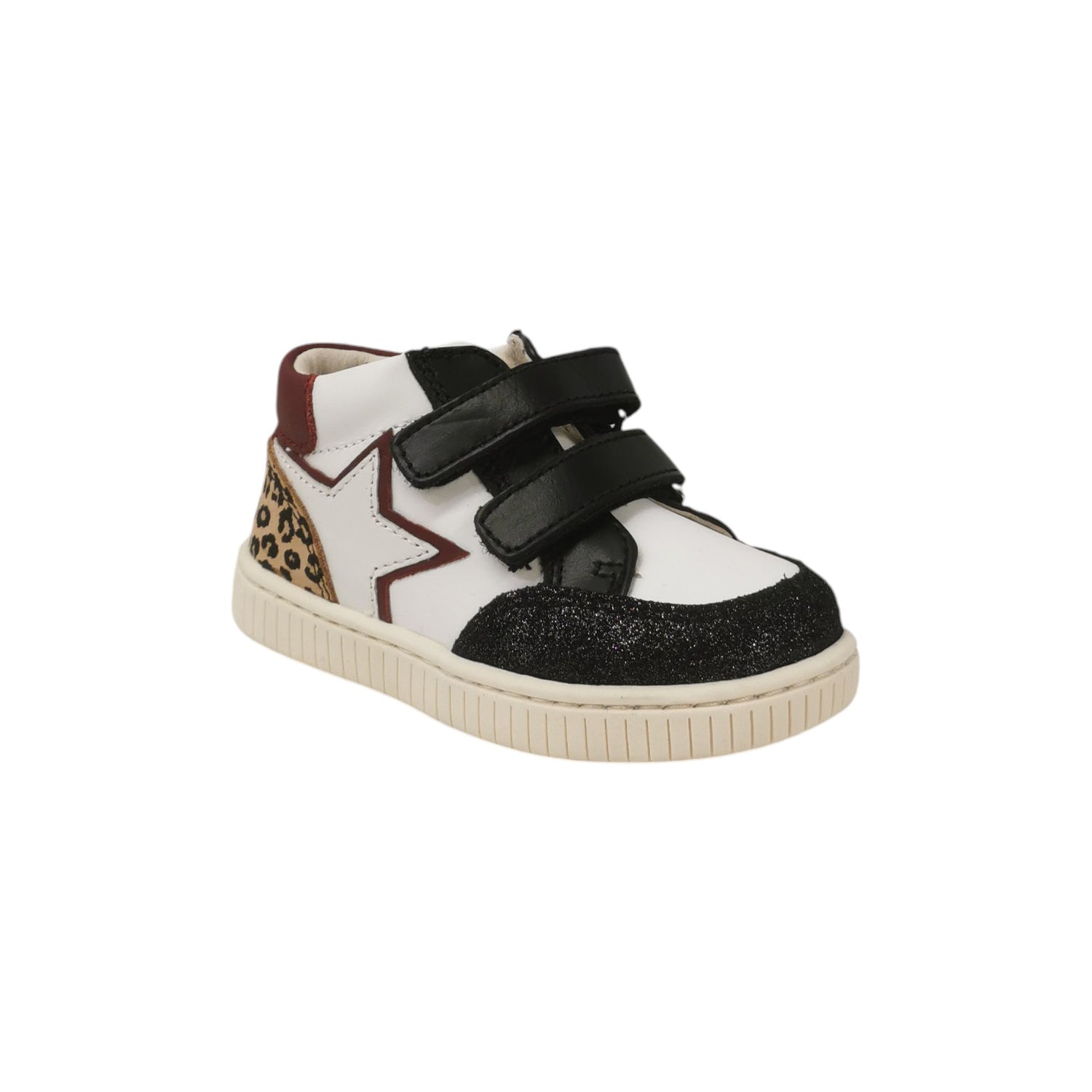 Balducci Sneakers Bambina in Pelle Bianco Nero con Animalier