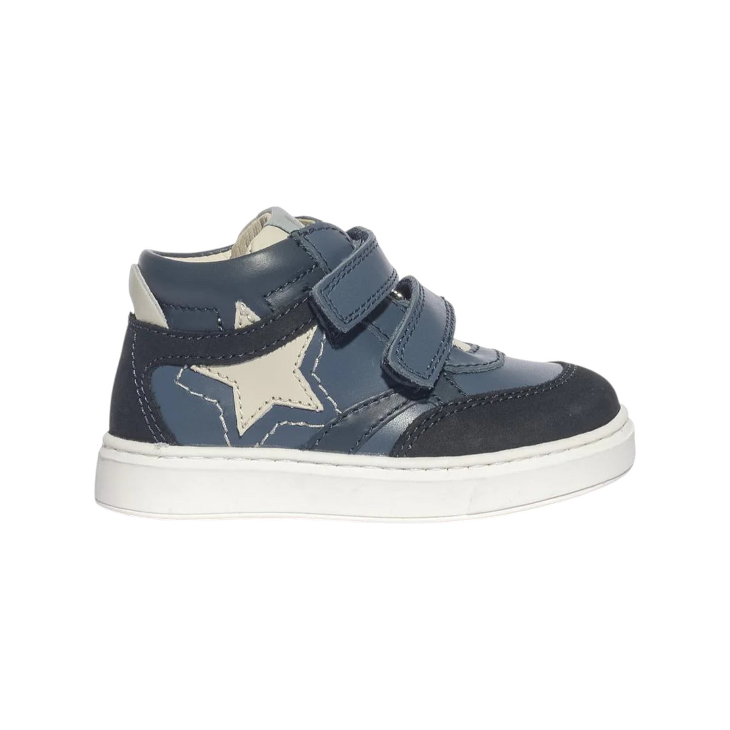 Balducci Sneakers Alta Bambino in Pelle Blu con Doppio Strappo