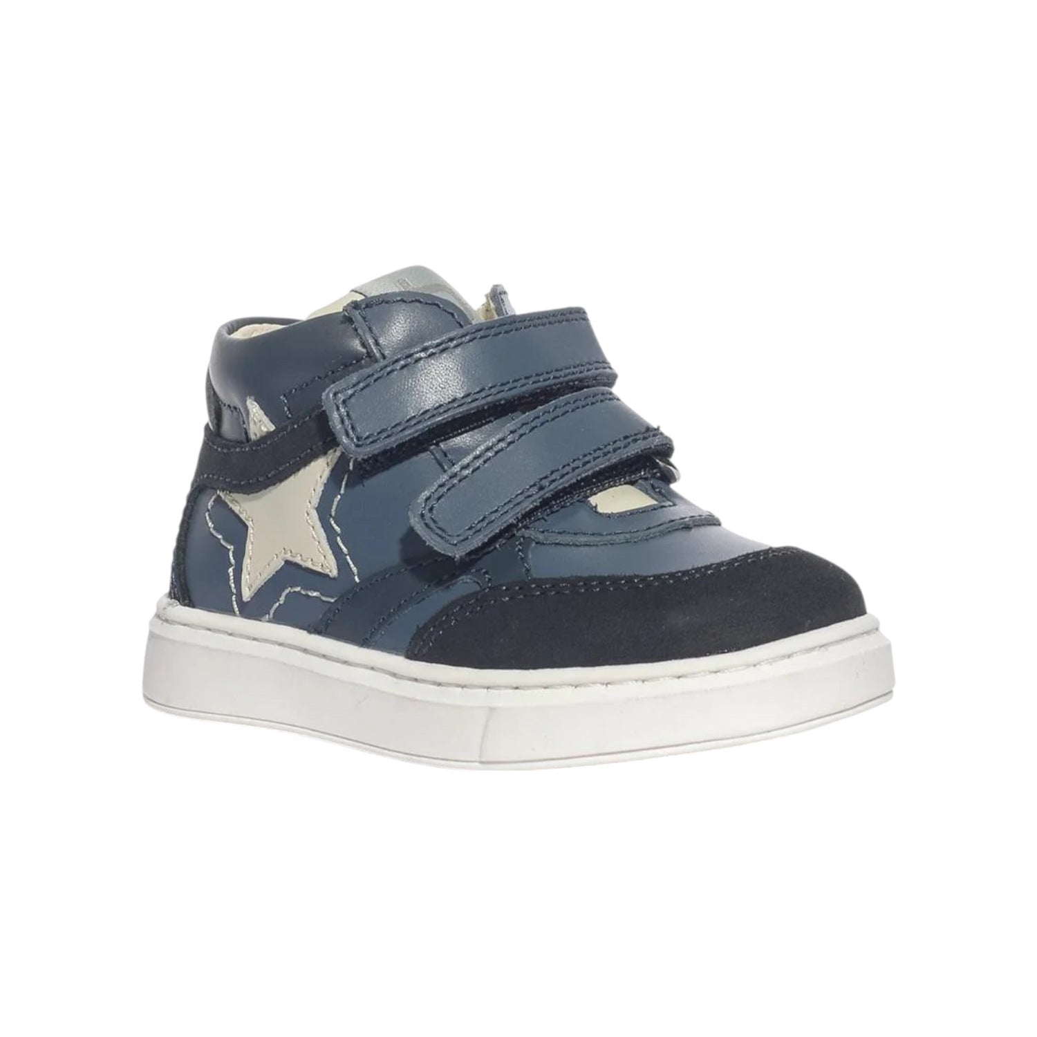 Balducci Sneakers Alta Bambino in Pelle Blu con Doppio Strappo
