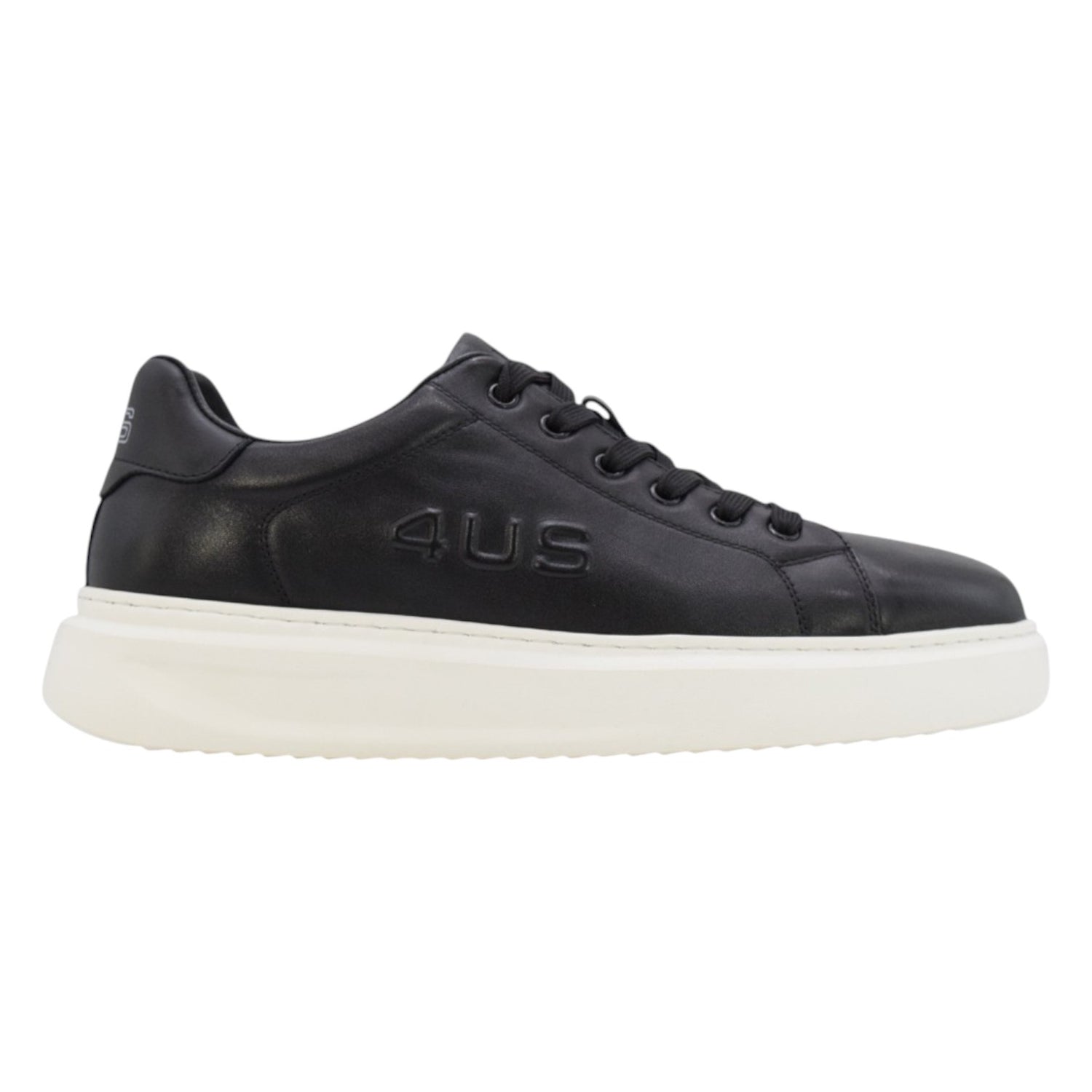4US Sneakers Uomo in Pelle Nera con Logo Laterale