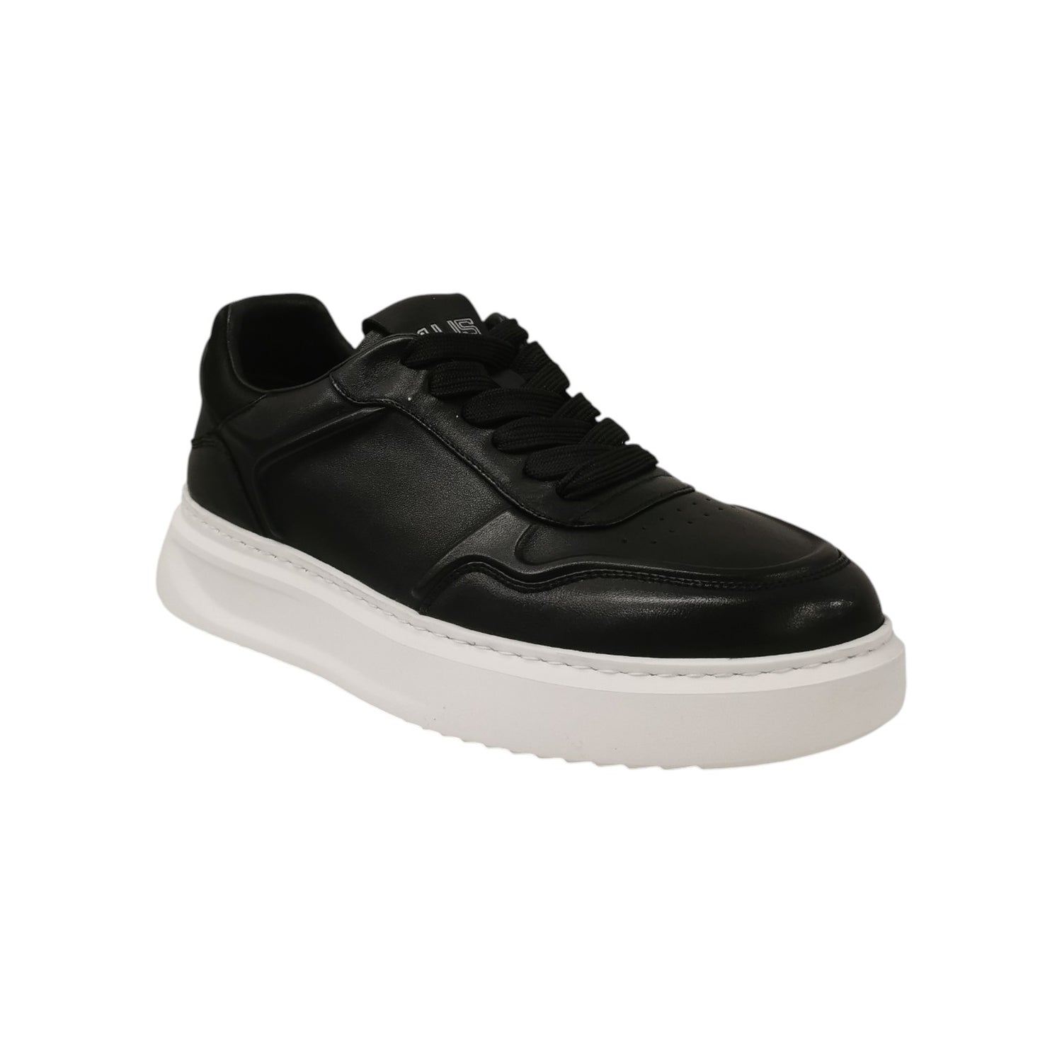 4US Sneakers Uomo in Pelle Nera con Logo Bianco