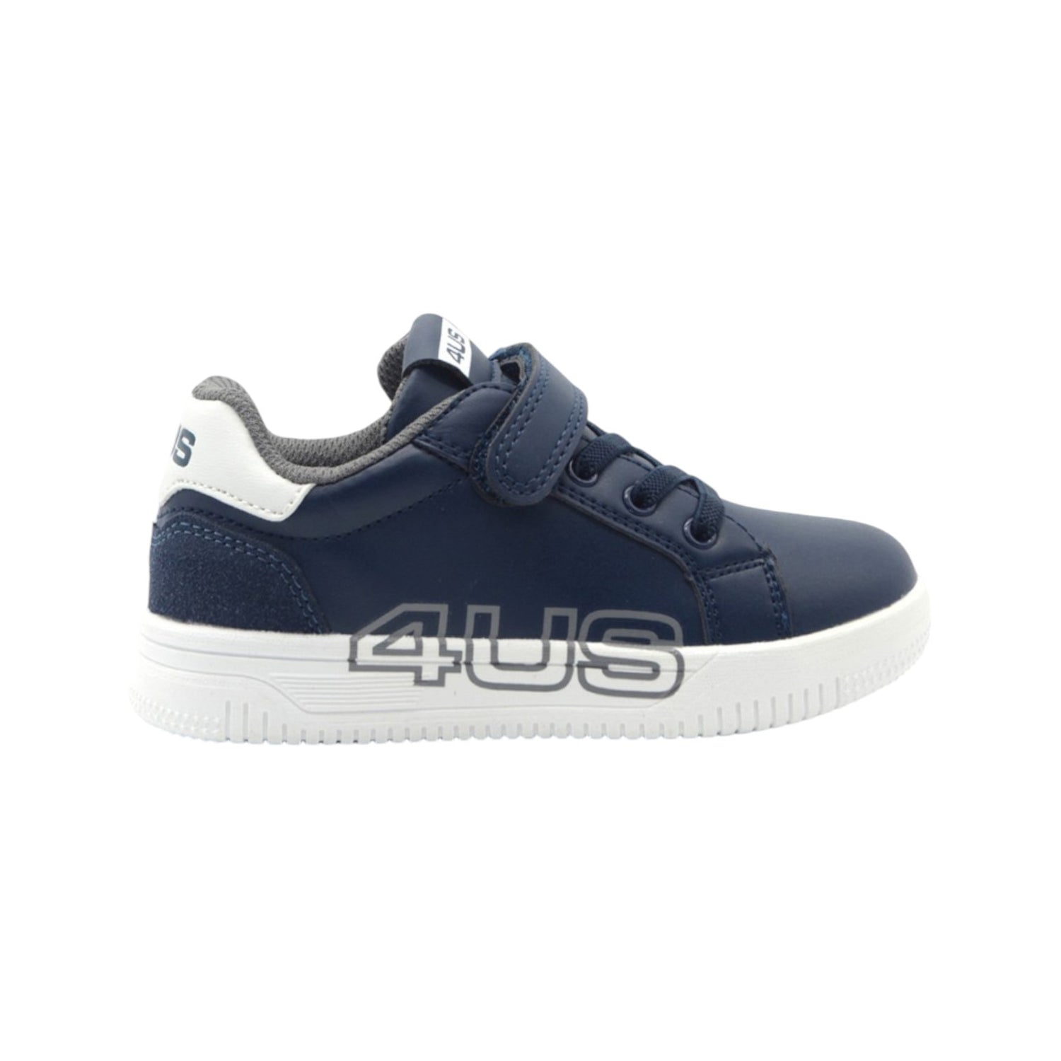 4US Sneakers Bambino in Ecopelle Blu con Strappo