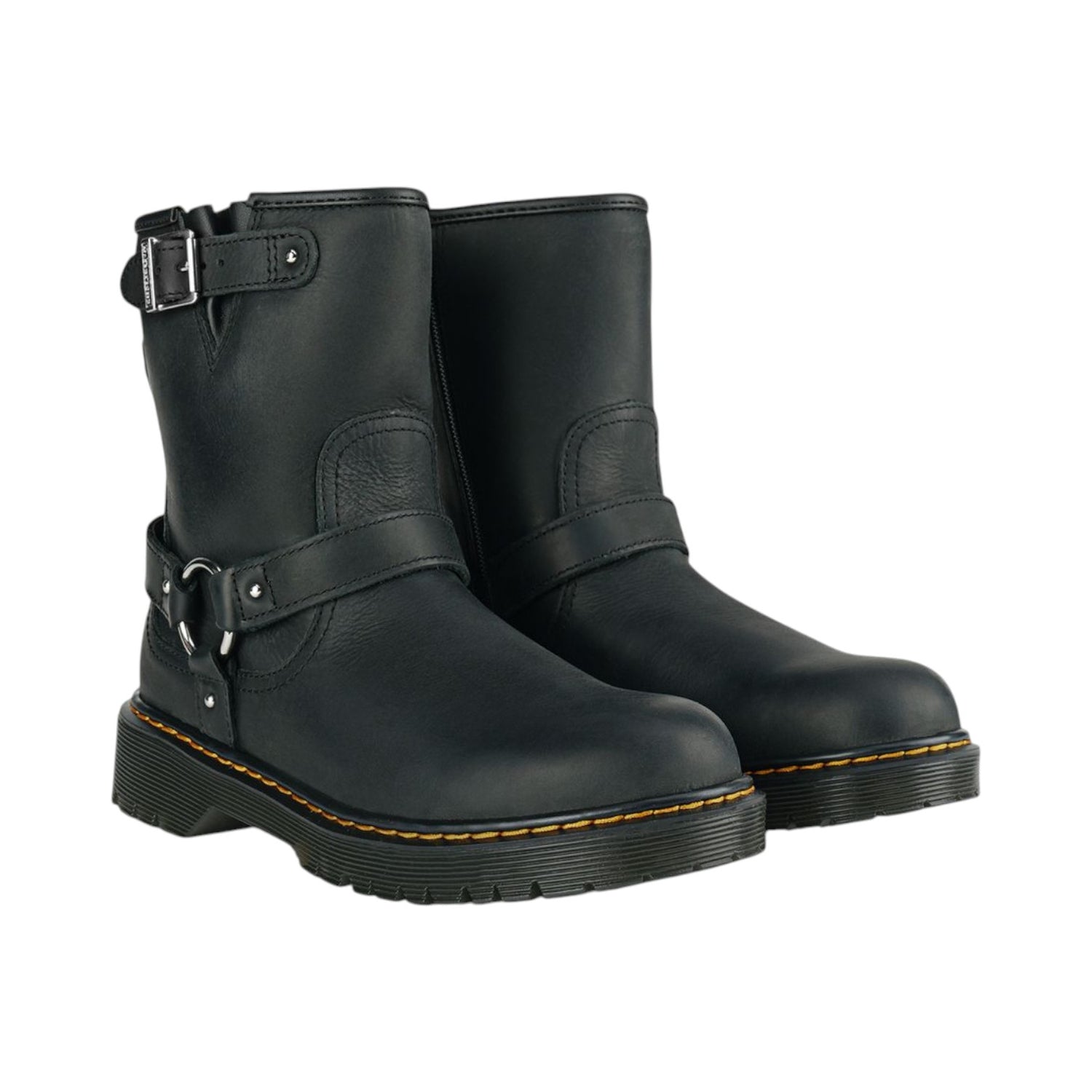 Dr. Martens Genaya Y Stivaletto Bambina in Pelle Nera con Fibbia