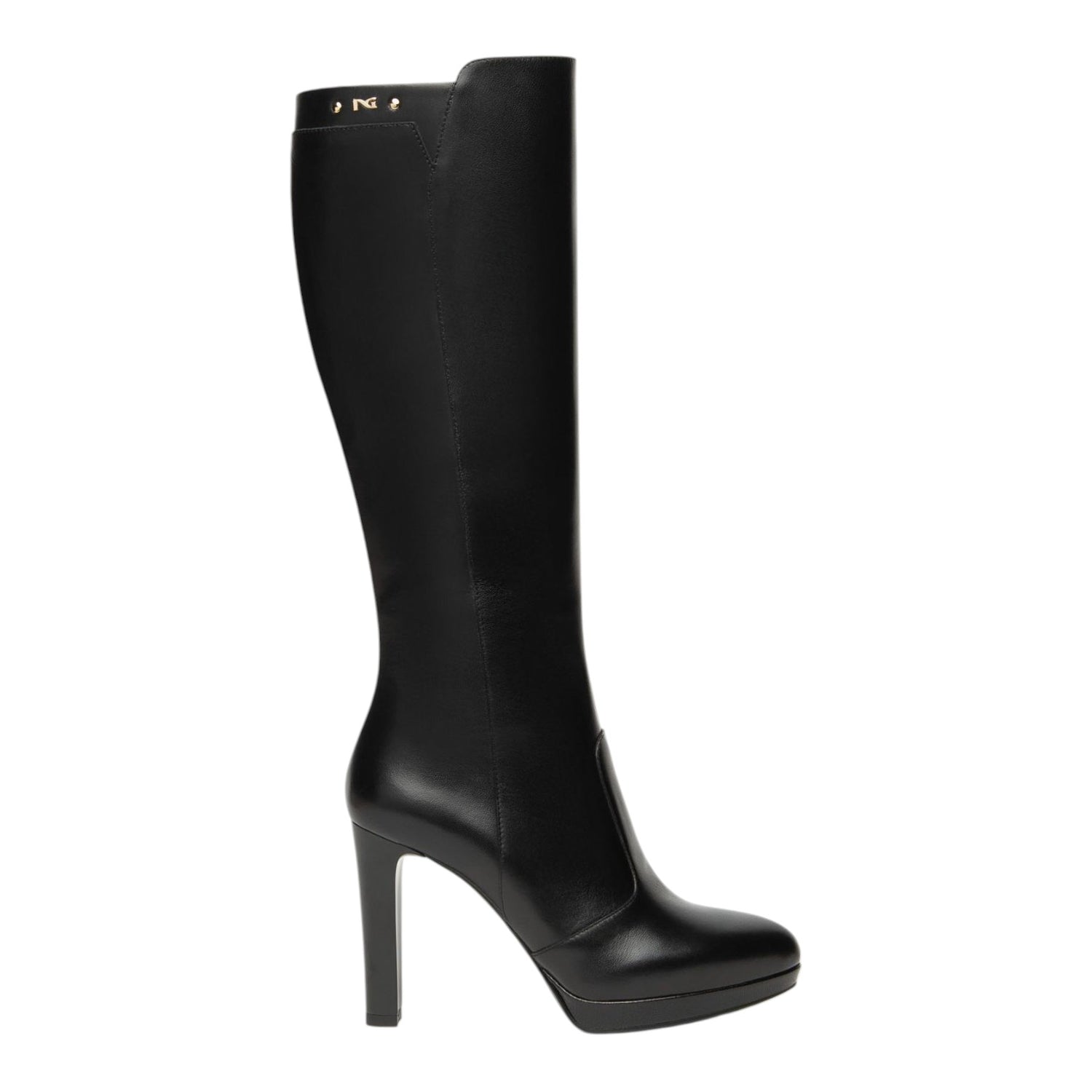 Nero Giardini Stivale Donna in Pelle Nera con Plateau e Tacco Alto 100mm