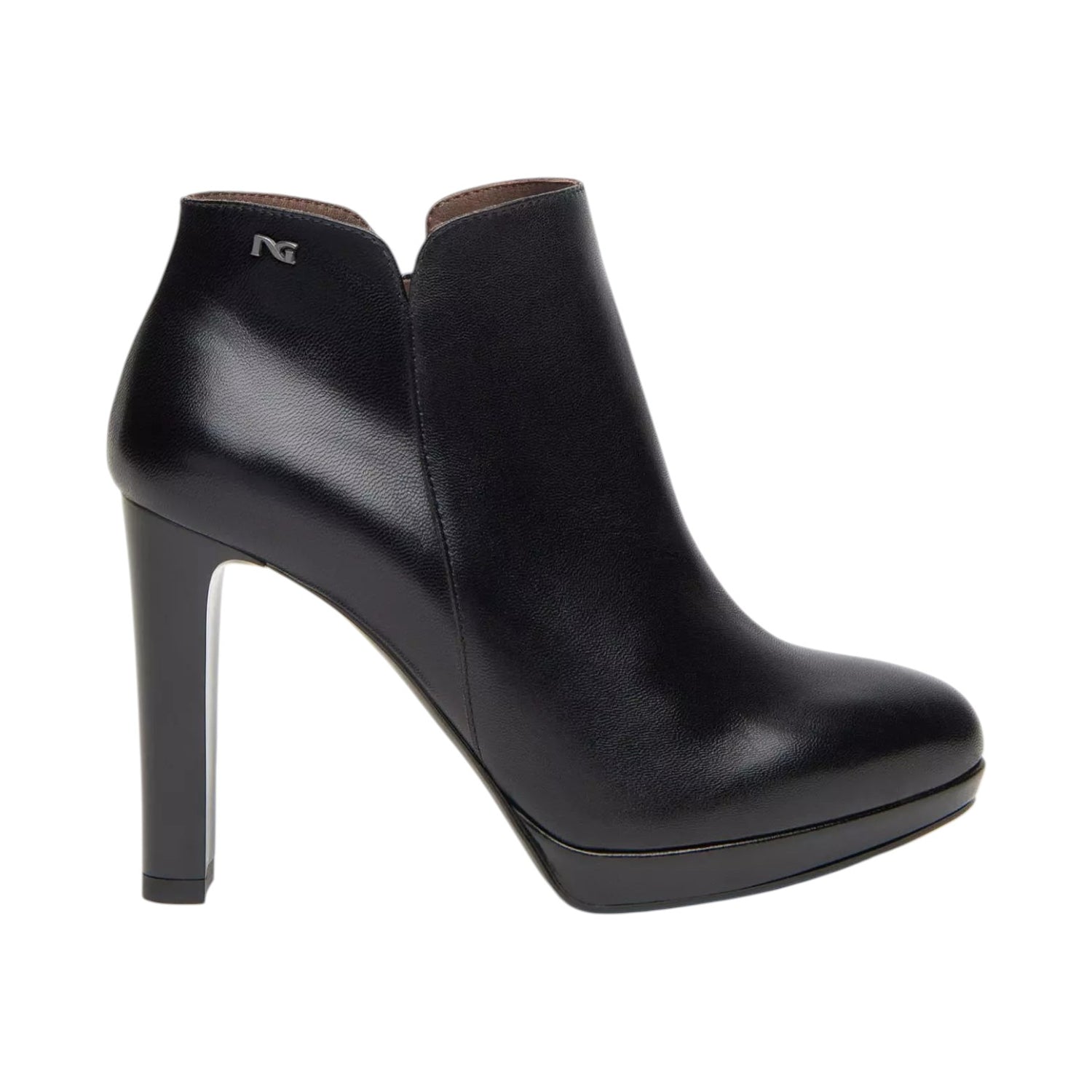 Nero Giardini Stivaletto Donna in Pelle Nera con Plateau e Tacco Alto 100mm