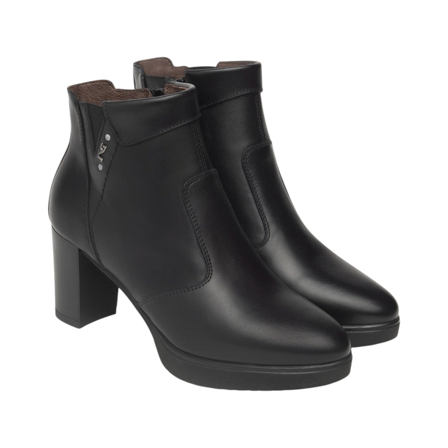 Nero Giardini Tronchetto Donna in Pelle Nera con Logo e Tacco Alto 70mm