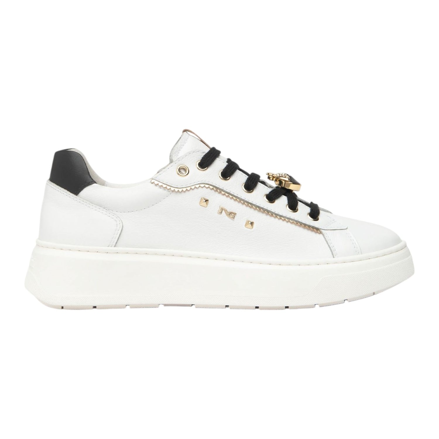 Nero Giardini Sneakers Donna in Pelle Bianca con Charm