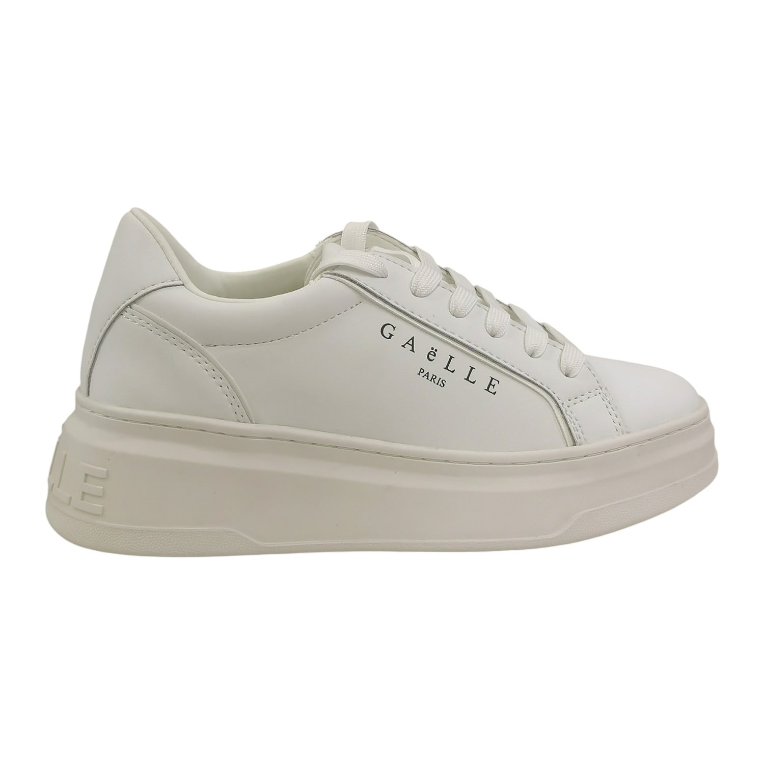 Gaelle Sneakers Donna in Pelle Bianca con Scritta Logo Laterale