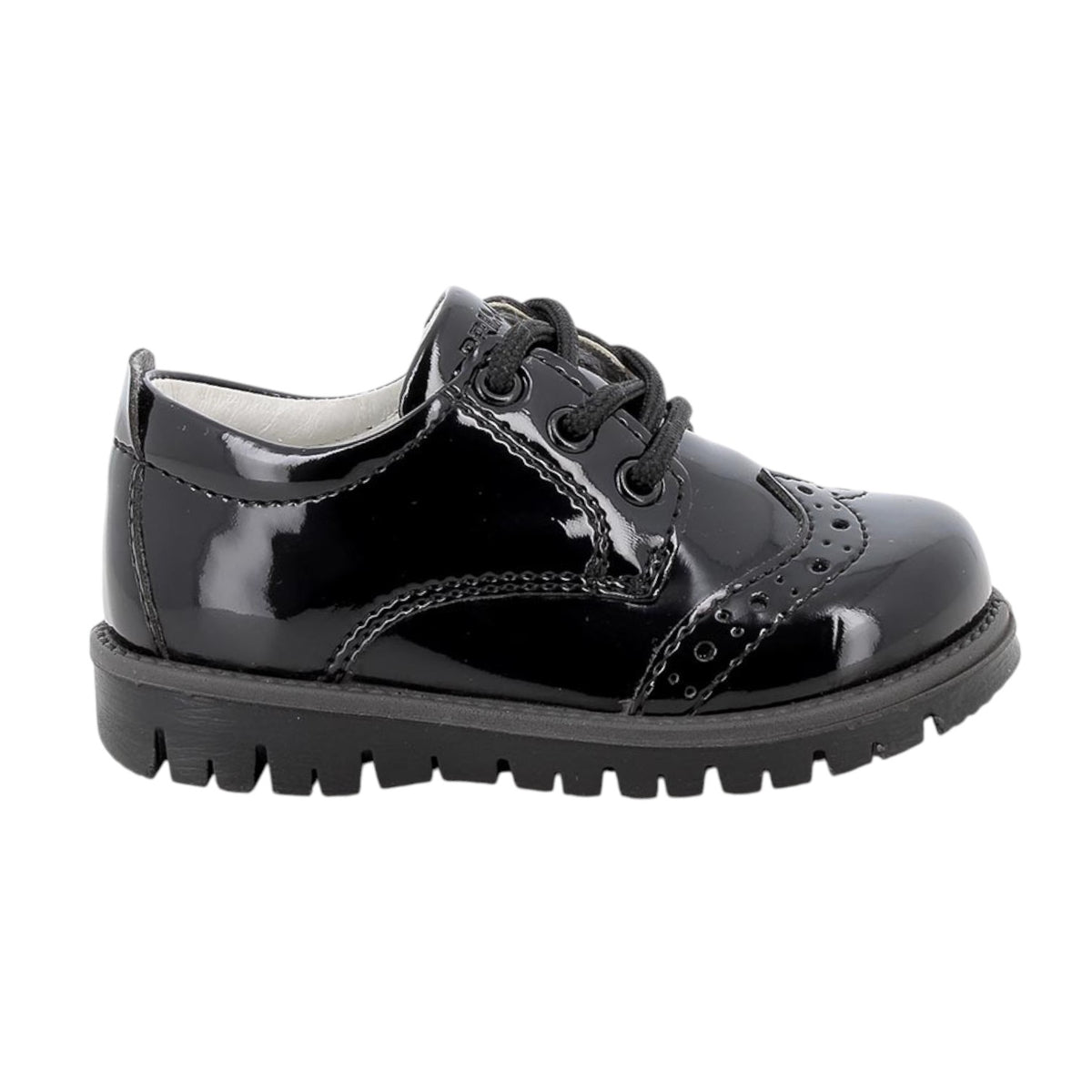Primigi Allacciato Bambina in Vernice Nera Stile Inglese