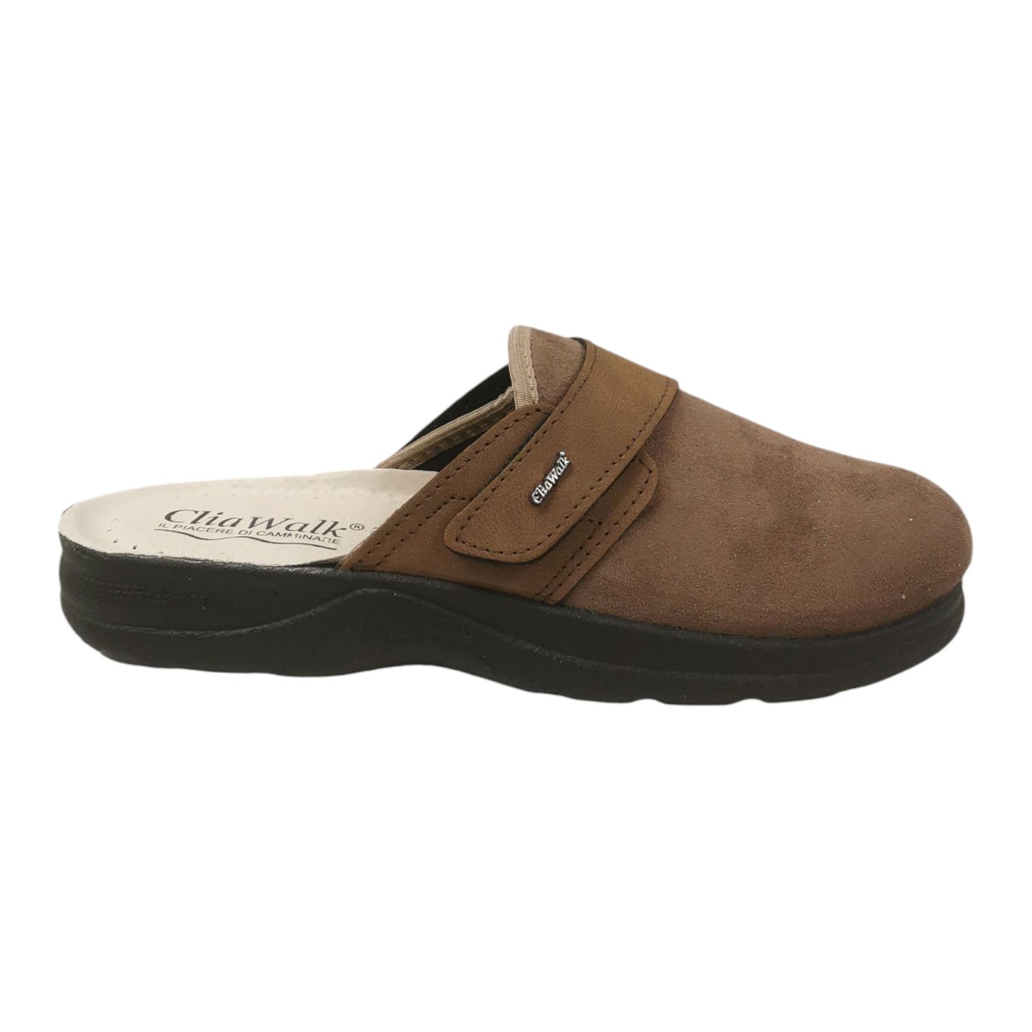 Cliawalk Comfort Pantofola Uomo in Tessuto Tortora con Strappo