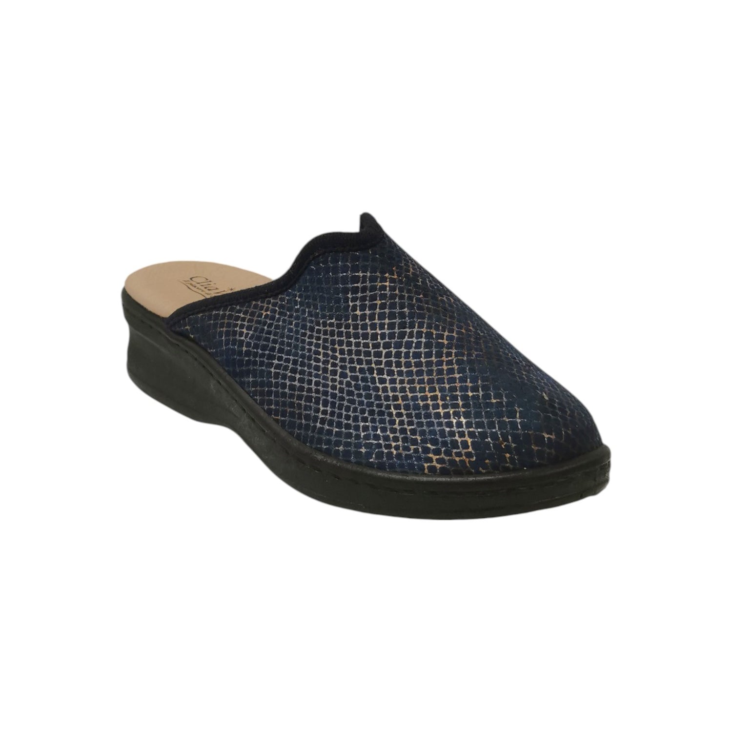 Cliawalk Comfort Pantofola Donna in Tessuto Blu con Zeppa
